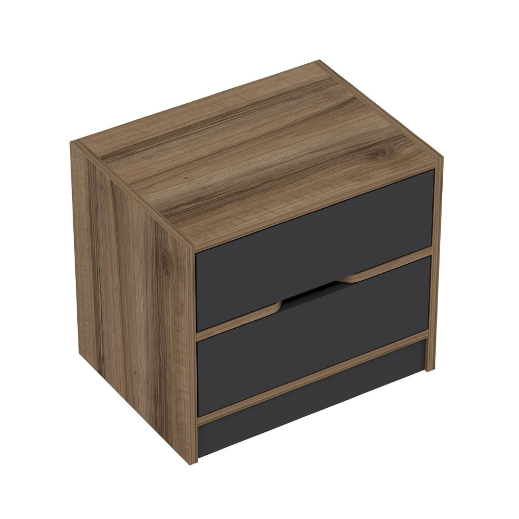 Voir la diapositive 6 : CONCEPT USINE Table de chevet bois et gris 2 tiroirs molde