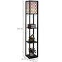 Voir la diapositive 3 : HOMCOM Lampadaire étagère lampe étagère 26L x 26l x 160H cm 3 étagères 4 niveaux MDF noir motif nid d'abeille