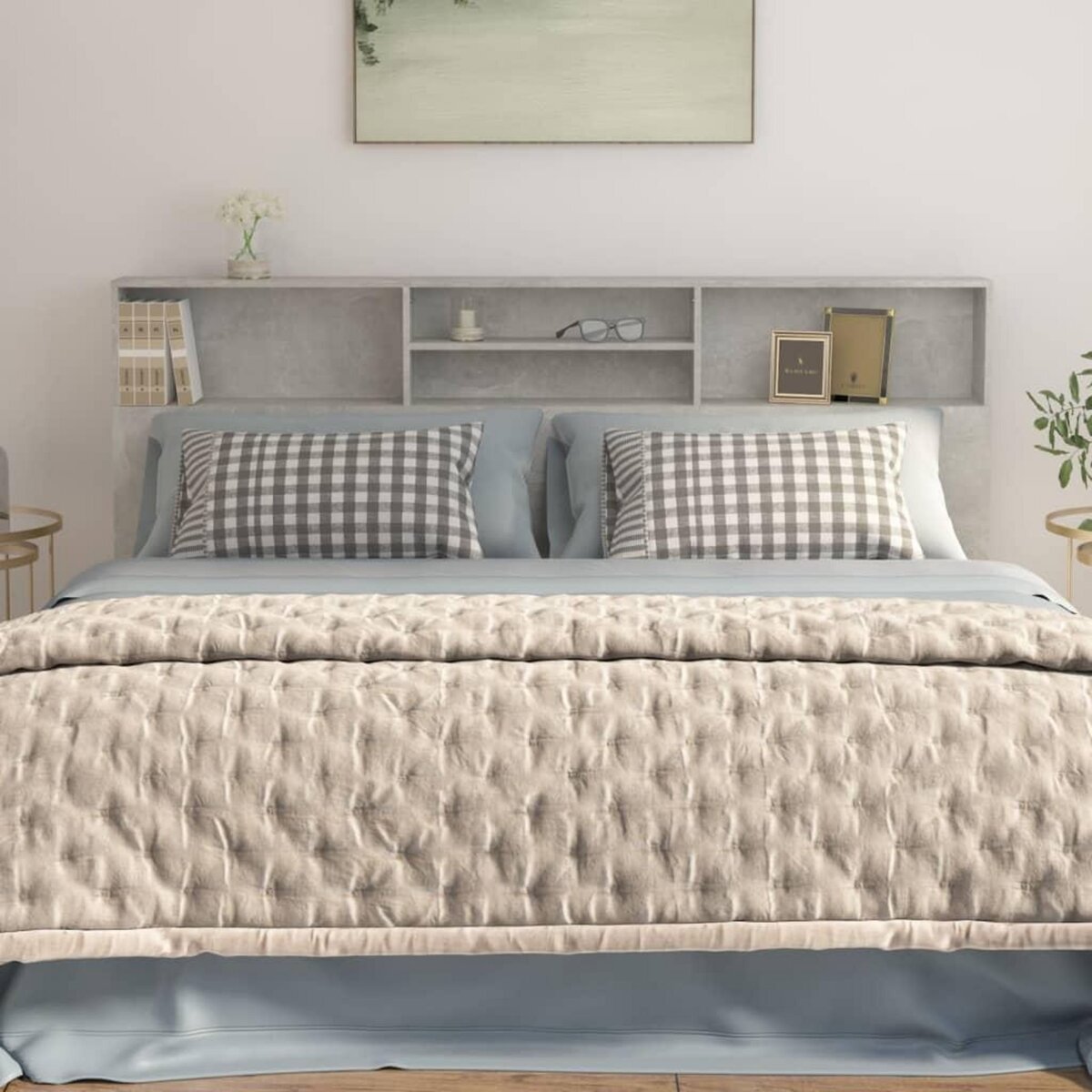 VIDAXL Armoire de tete de lit Gris beton 200x19x103,5 cm