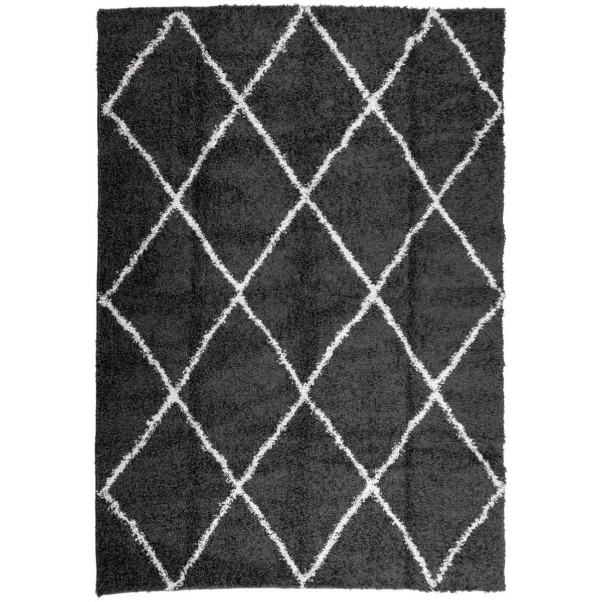 VIDAXL Tapis shaggy a poils longs moderne noir et creme 120x170 cm