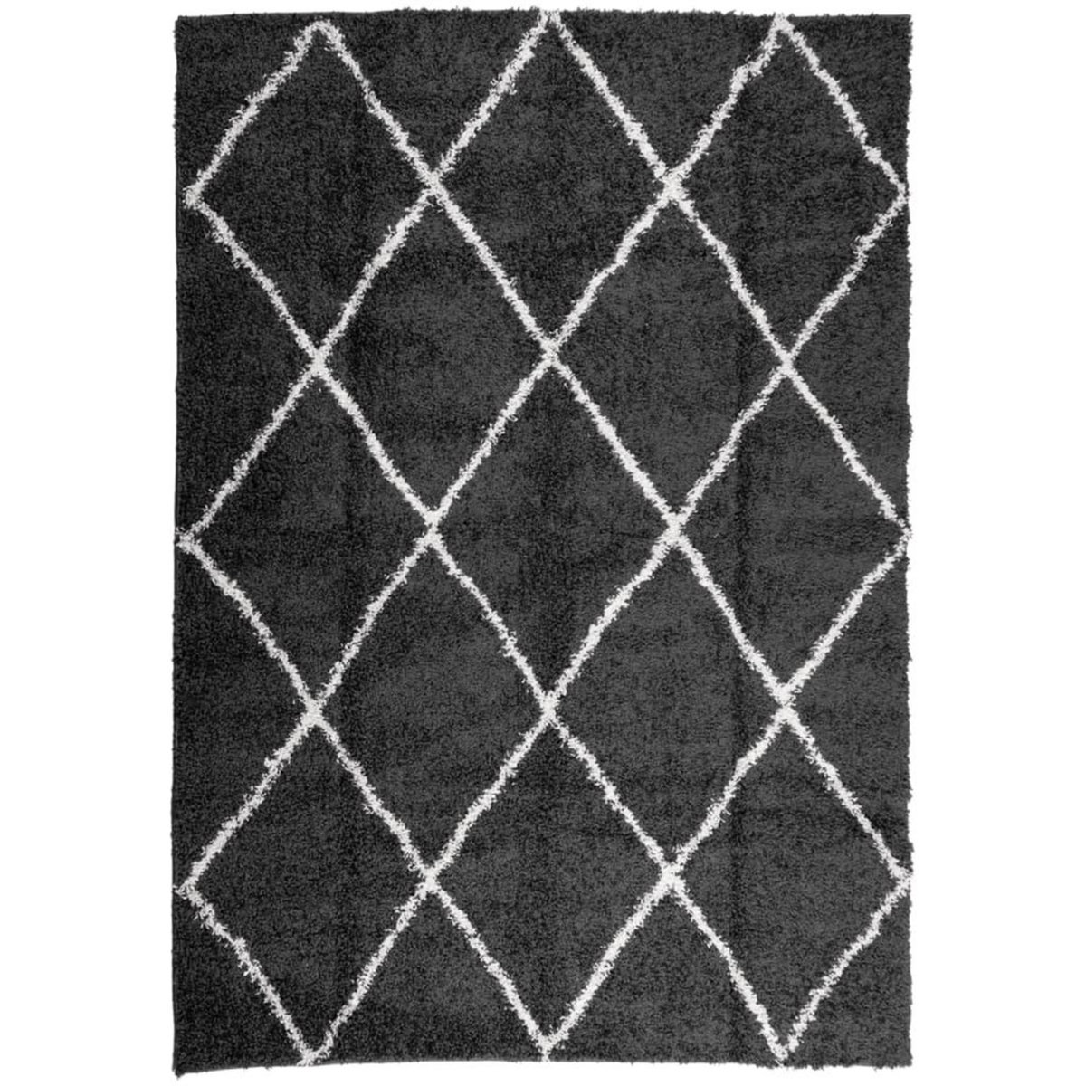 VIDAXL Tapis shaggy a poils longs moderne noir et creme 120x170 cm