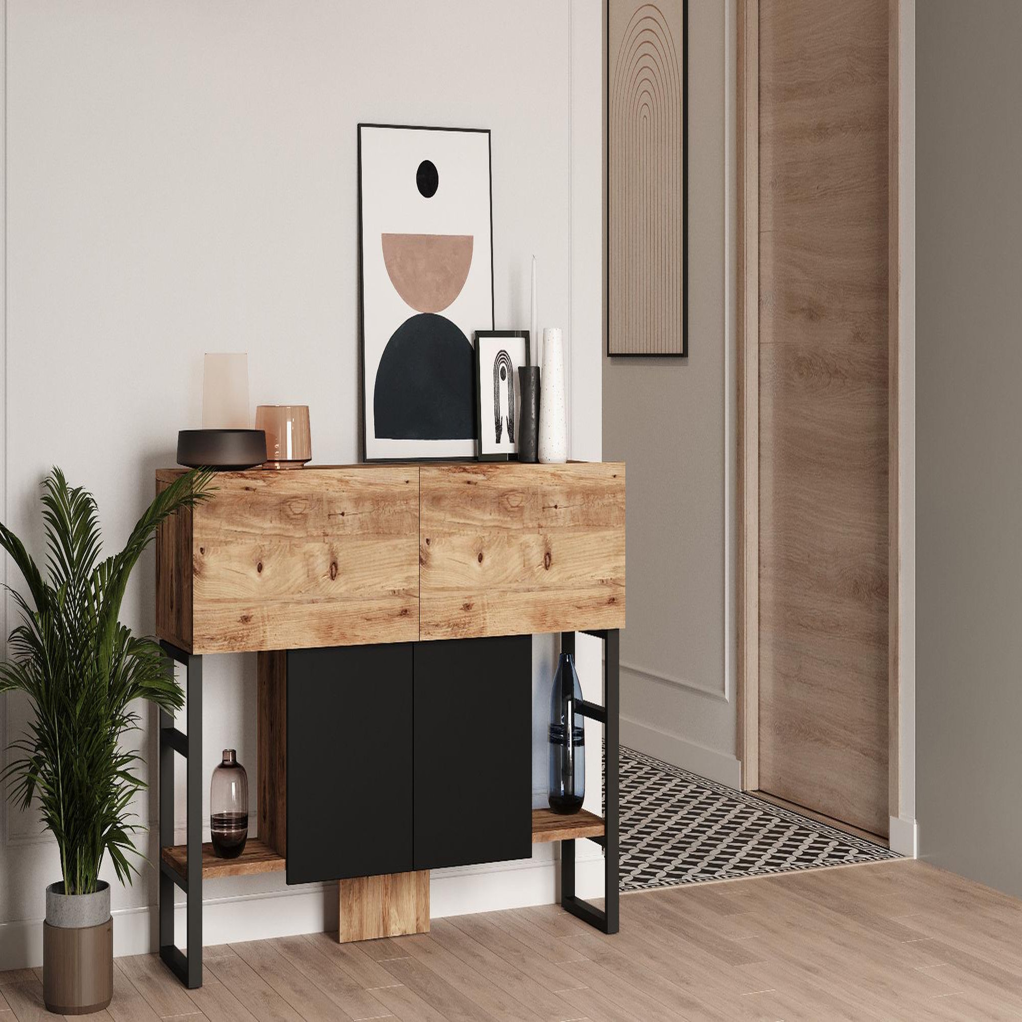 Voir la diapositive 4 : Habitat et Jardin Buffet en bois  Mel  - 140 x 43 x 84 cm - Beige