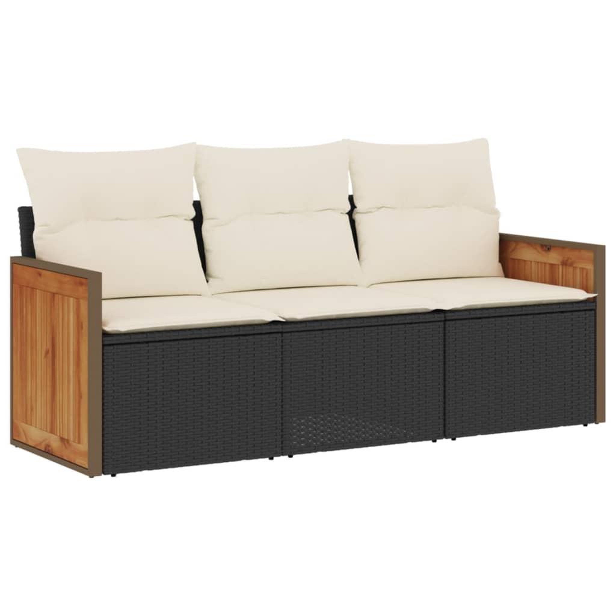 Voir la diapositive 2 : VIDAXL Salon de jardin 3 pcs avec coussins noir resine tressee