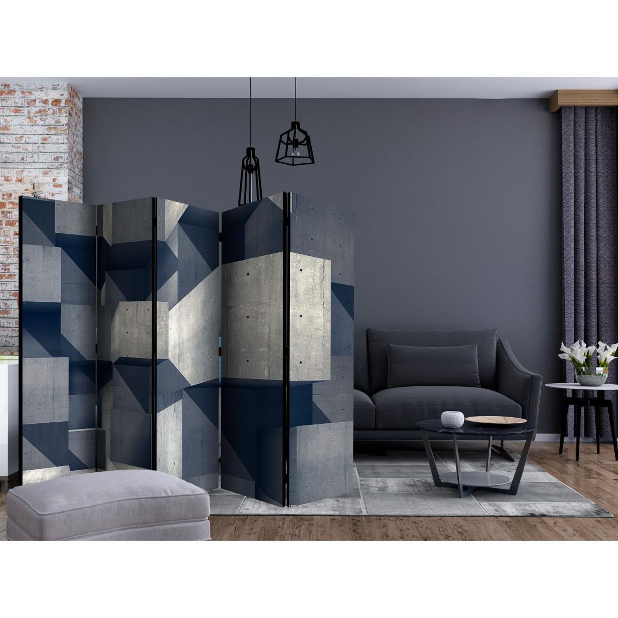 Voir la diapositive 2 : Paris Prix Paravent 5 volets  concrete city  172x225cm