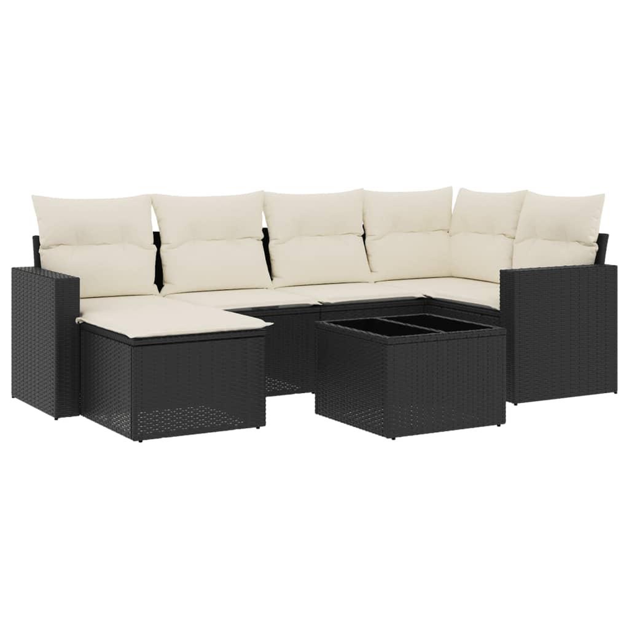 Voir la diapositive 2 : VIDAXL Salon de jardin 7 pcs avec coussins noir resine tressee