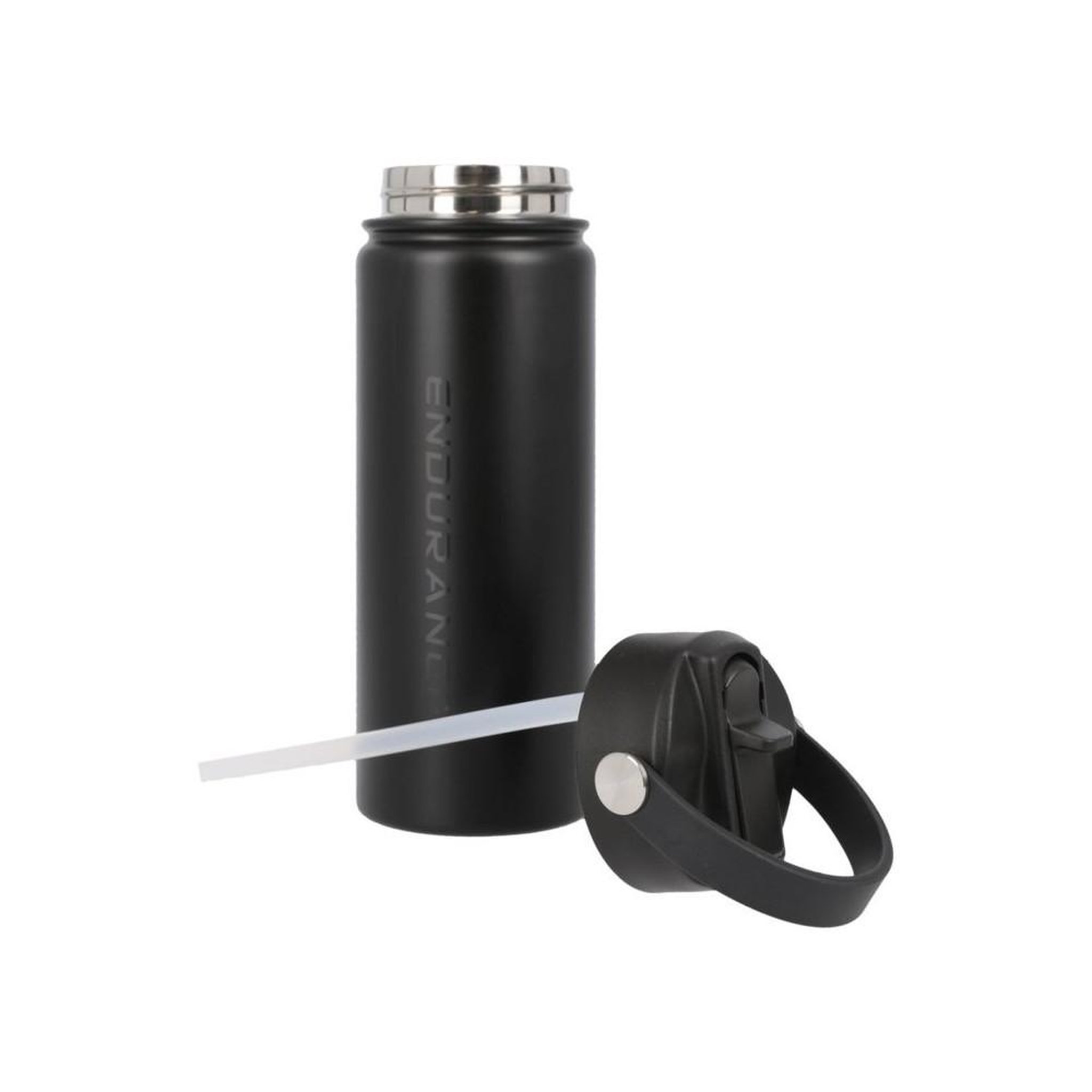 Voir la diapositive 2 : Bouteille isotherme thermos 550 ml noir mat janara avec paille rabattable