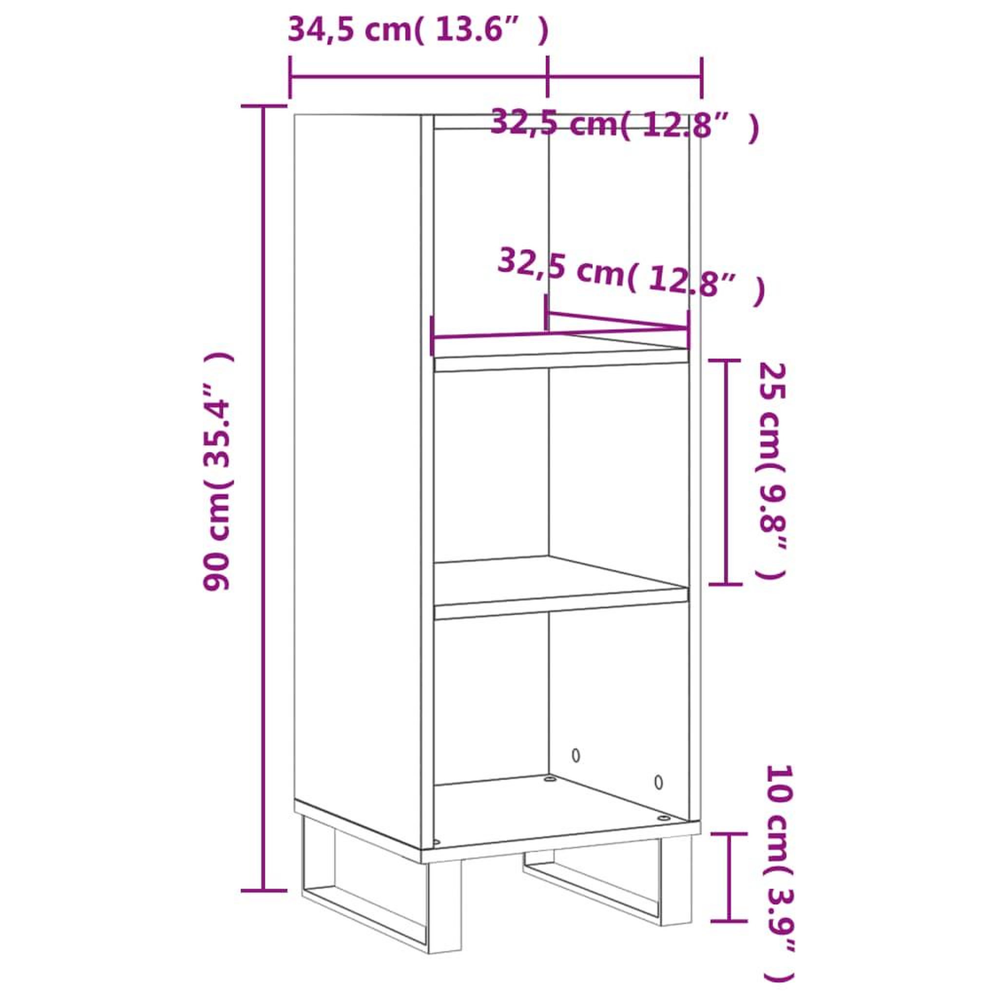 Voir la diapositive 6 : VIDAXL Buffet blanc brillant 34,5x32,5x90 cm bois d'ingenierie