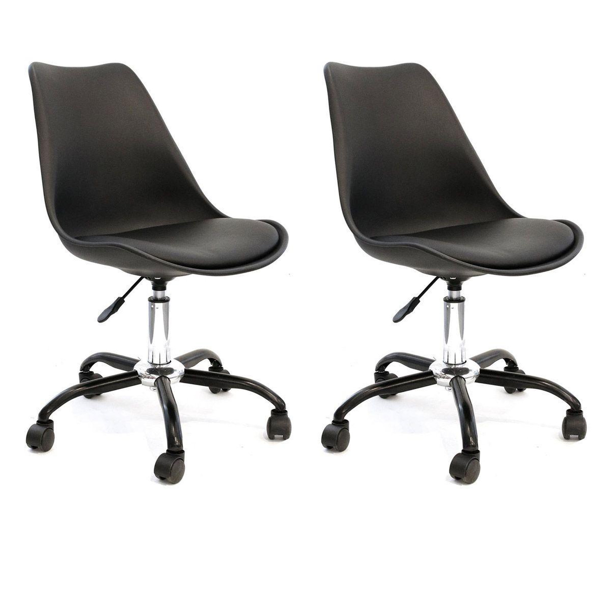 The Home Deco Factory Lot de 2 Chaises à Roulettes  Kiruna  92cm Noir