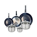 ELO Ensemble de 3 Poêles de cuisson 20, 24 et 32 cm et 3 faitouts 12, 16 et 20 cm Elo Prima Brillant