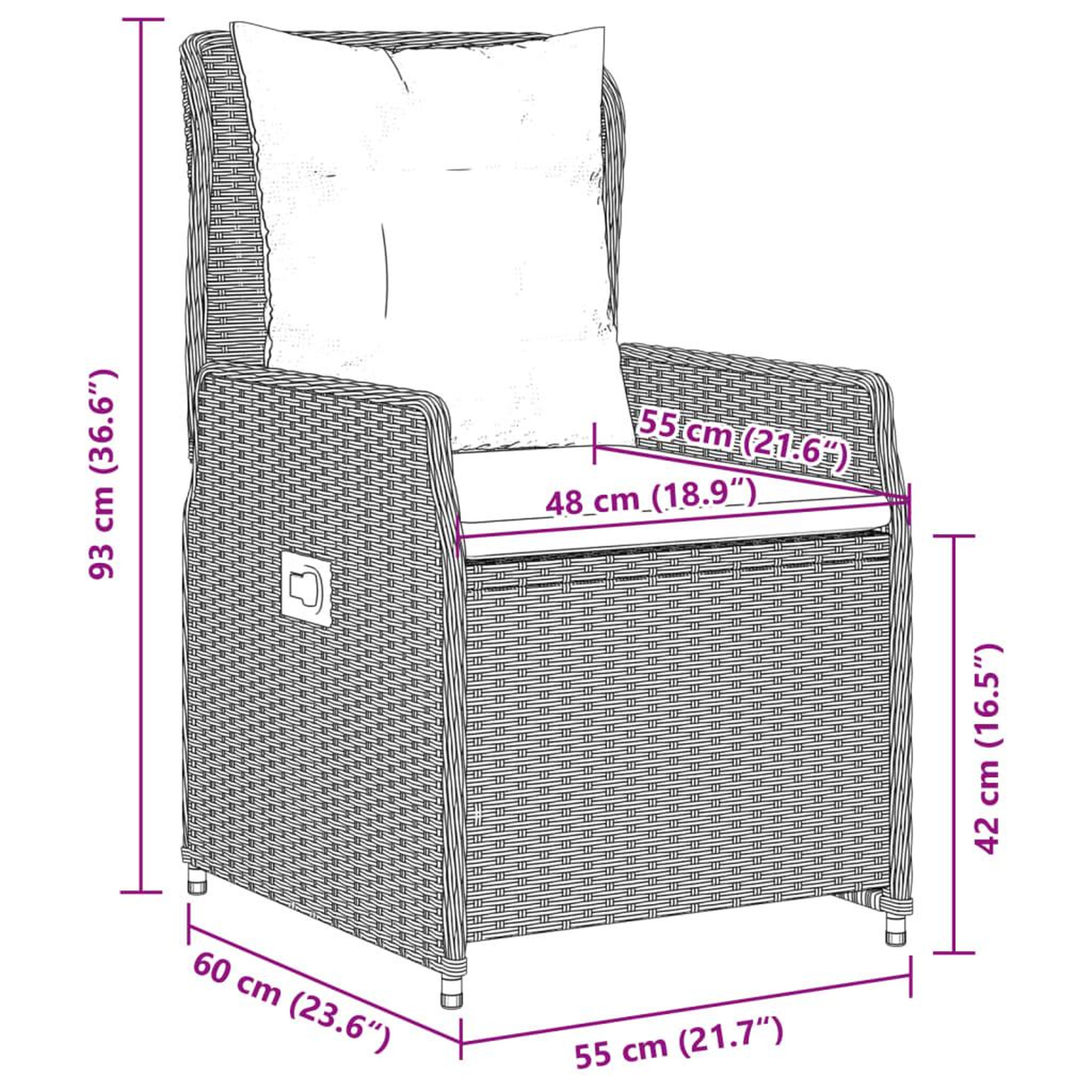 Voir la diapositive 6 : VIDAXL Chaises inclinables de jardin lot de2 gris clair resine tressee
