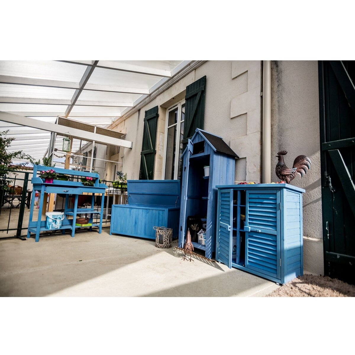 Ensemble atelier de jardinage en bois bleu CUB 