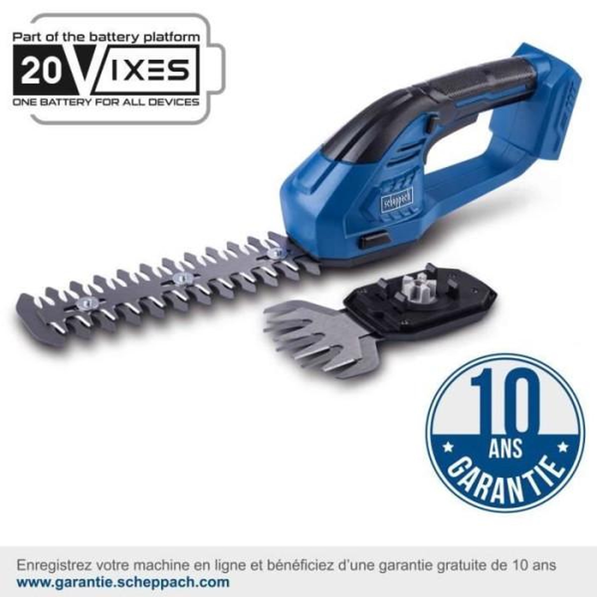 Voir la diapositive 2 : SCHEPPACH Coupes-bordures/taille-haies sans fil C-HTGS200-X - lame acier trempé - SCHEPPACH 20V IXES - sans batterie ni chargeur