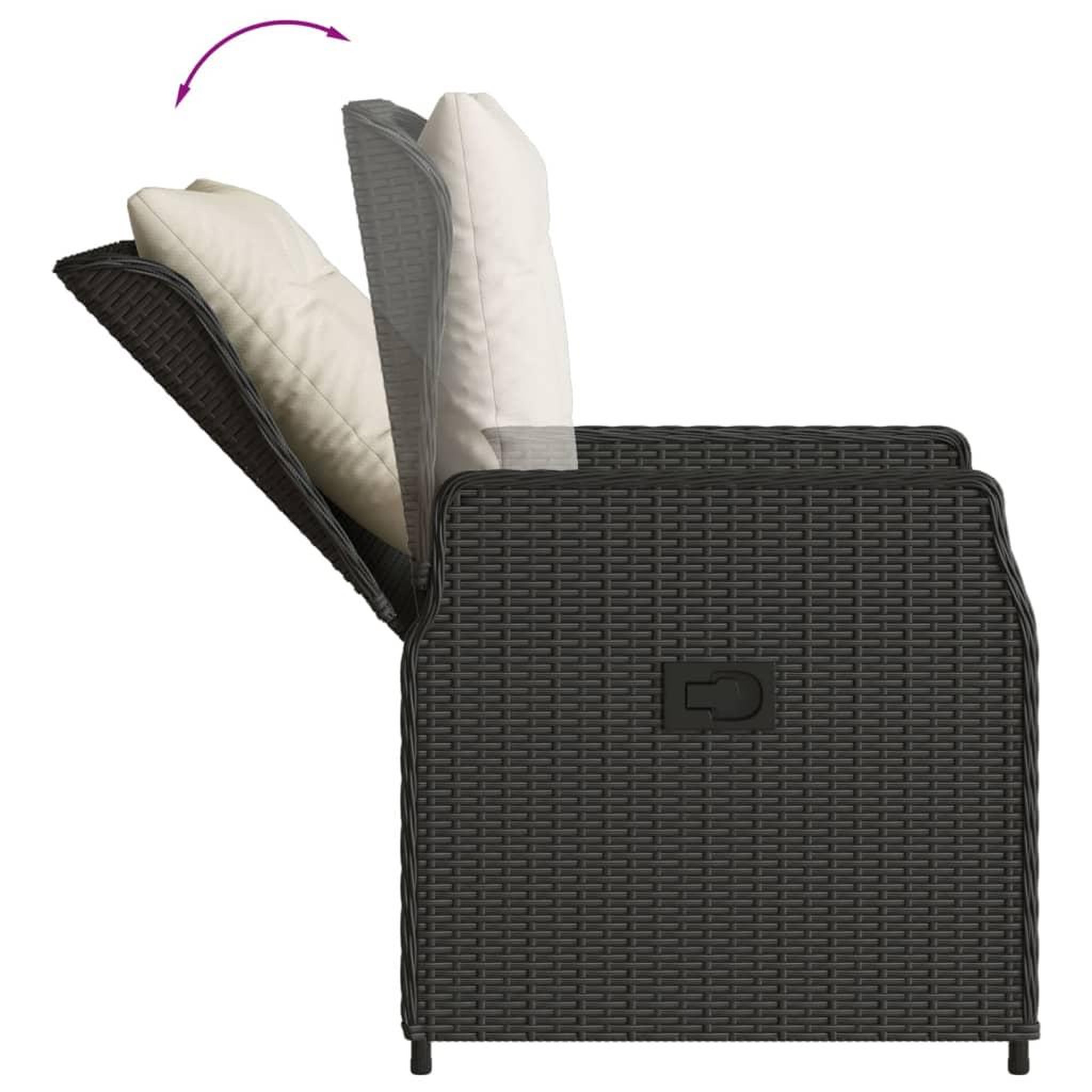 Voir la diapositive 5 : VIDAXL Ensemble a manger de jardin coussins 7pcs Noir Resine tressee