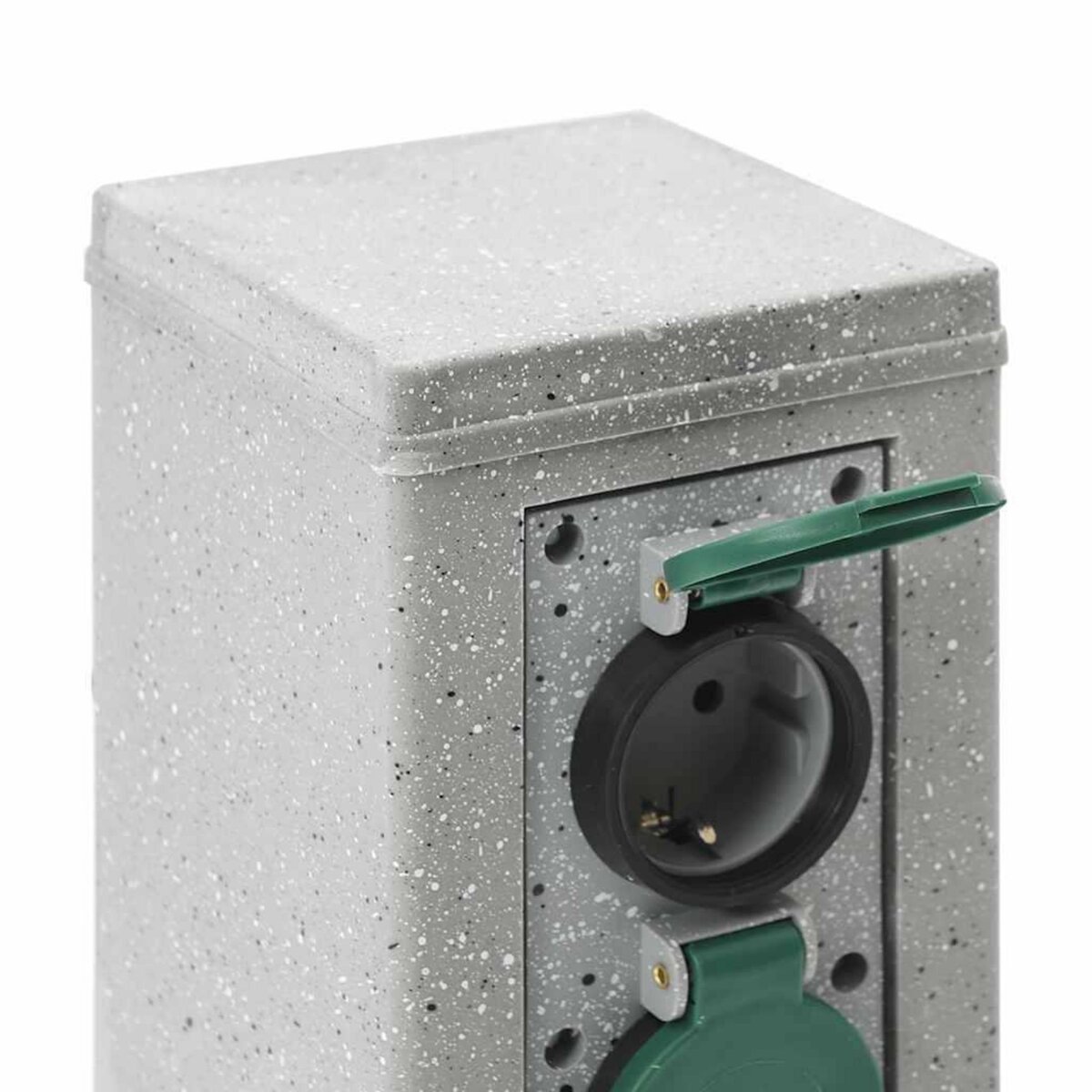 VIDAXL Prise d'exterieur avec piquet a 4 voies aspect de pierre gris