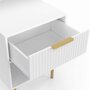 Voir la diapositive 6 : ID MARKET Lot de 2 tables de chevet MARCEL 1 tiroir avec niche effet lattes blanc et doré