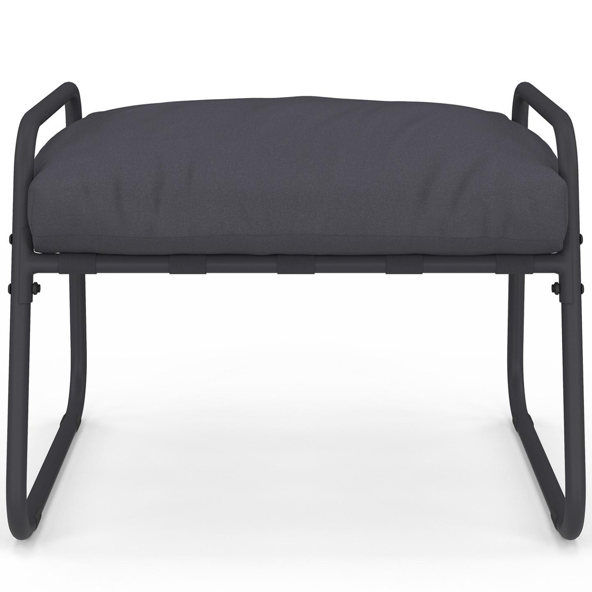 Voir la diapositive 4 : ID MARKET Lot de 2 fauteuils de jardin marco avec repose pieds gris coussin gris anthracite
