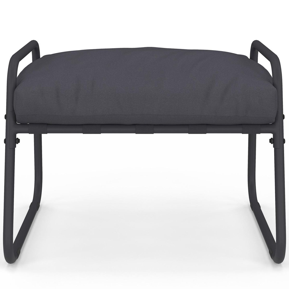 ID MARKET Lot de 2 fauteuils de jardin MARCO avec repose pieds gris coussin gris anthracite