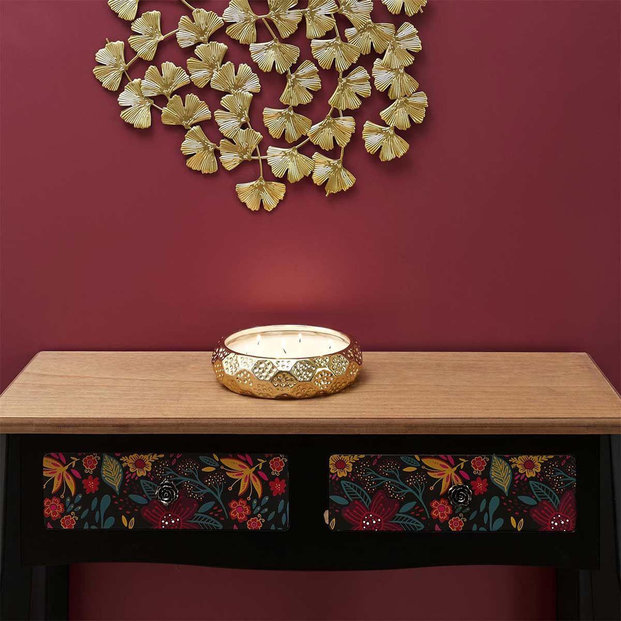 Voir la diapositive 3 : The Home Deco Factory Bougie parfumée en céramique  7 mèches  20cm or
