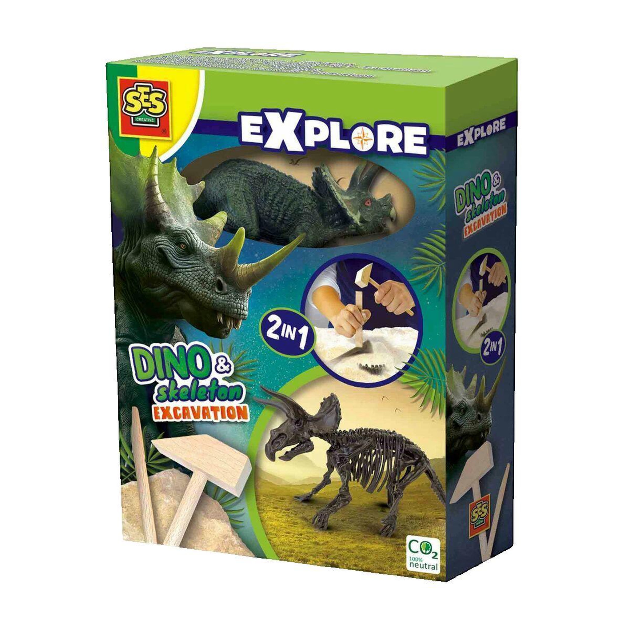 SES Creative Fouille de dinosaures et de squelettes 2 en 1 - Tricératops - SES CREATIVE