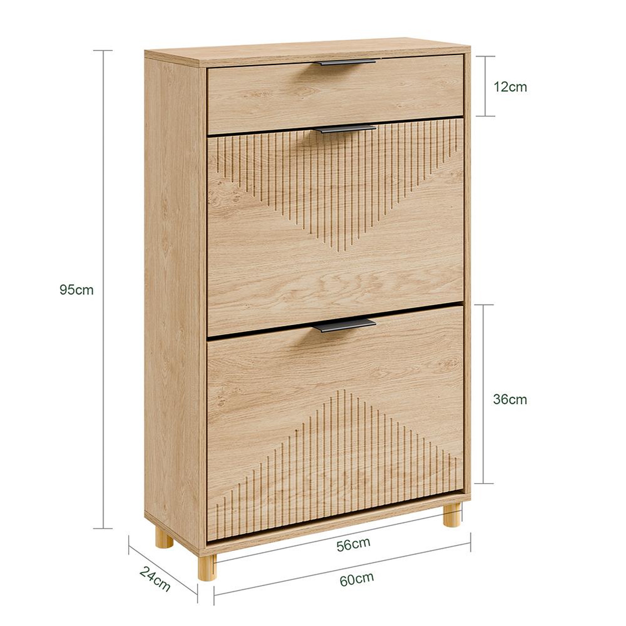 Voir la diapositive 3 : SOBUY Armoire à chaussures avec tiroir Light Oak 60x24x95cm FSR212-N