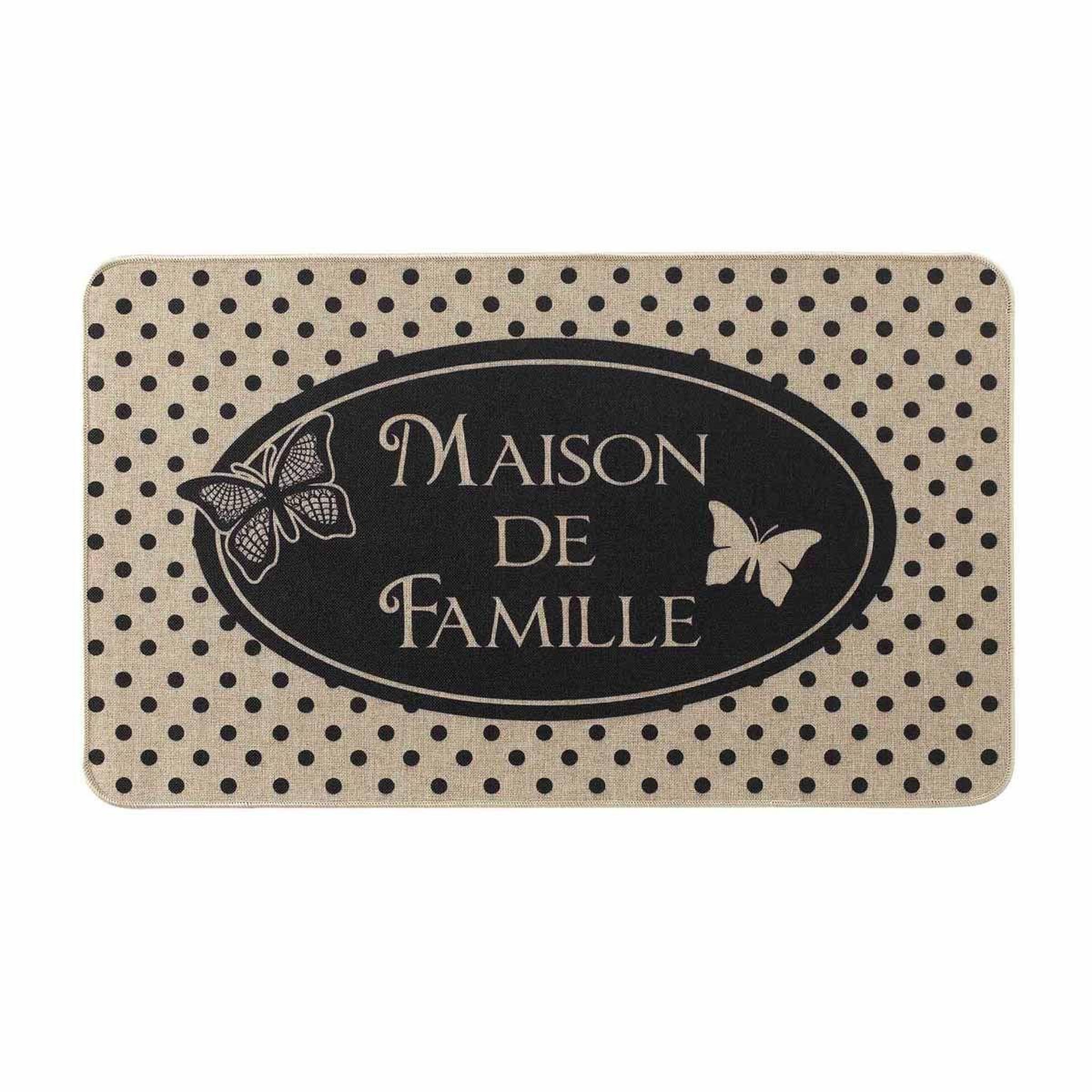 Douceur d'Intérieur Tapis d'Entrée à Motifs  Maisonée  45x75cm Naturel