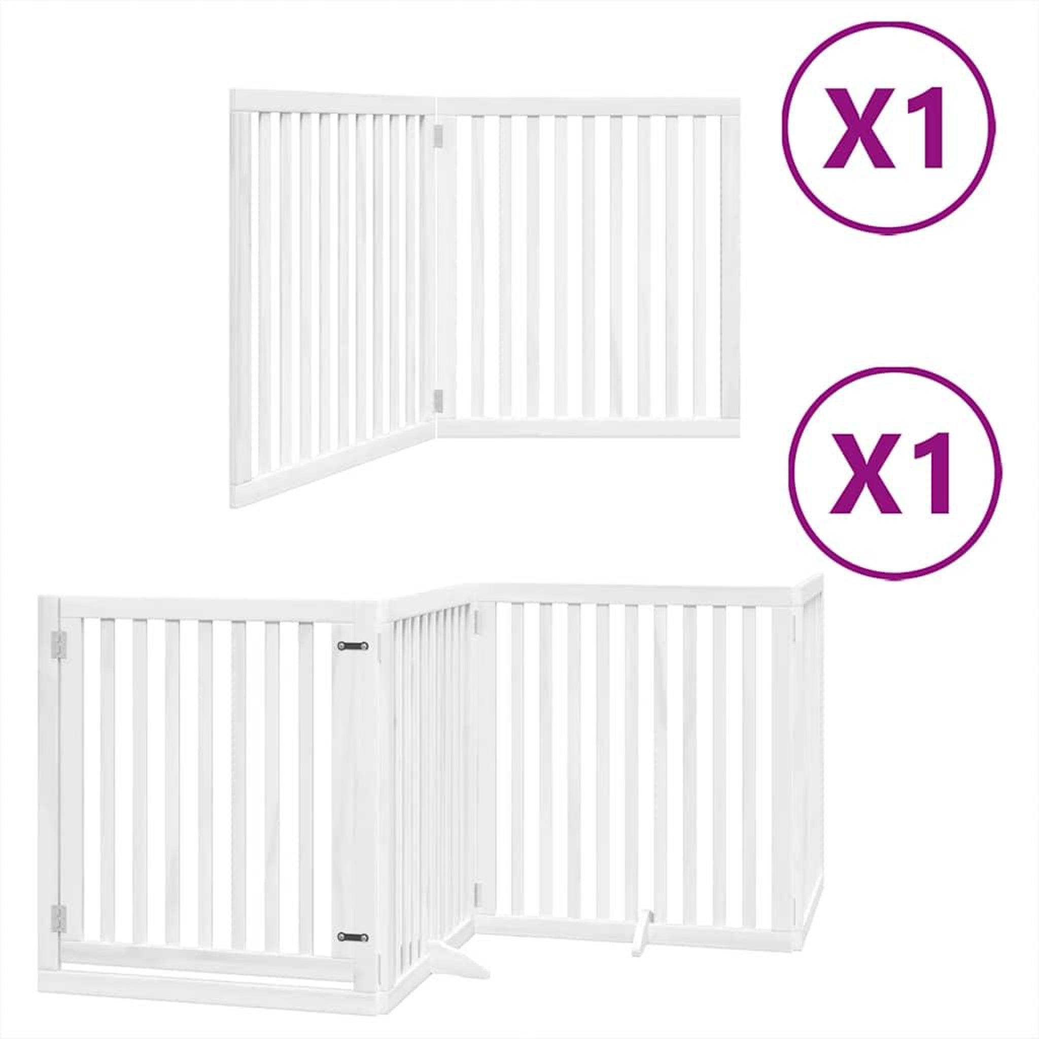 Voir la diapositive 2 : VIDAXL Barriere pour chien porte pliable 6panneaux blanc bois peuplier