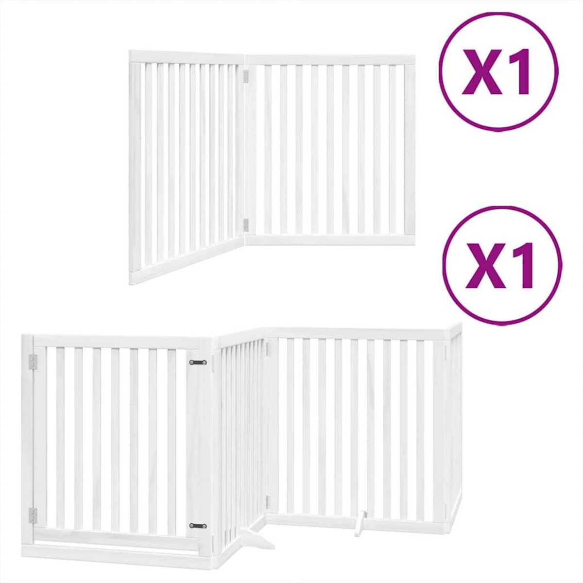 VIDAXL Barriere pour chien porte pliable 6panneaux blanc bois peuplier