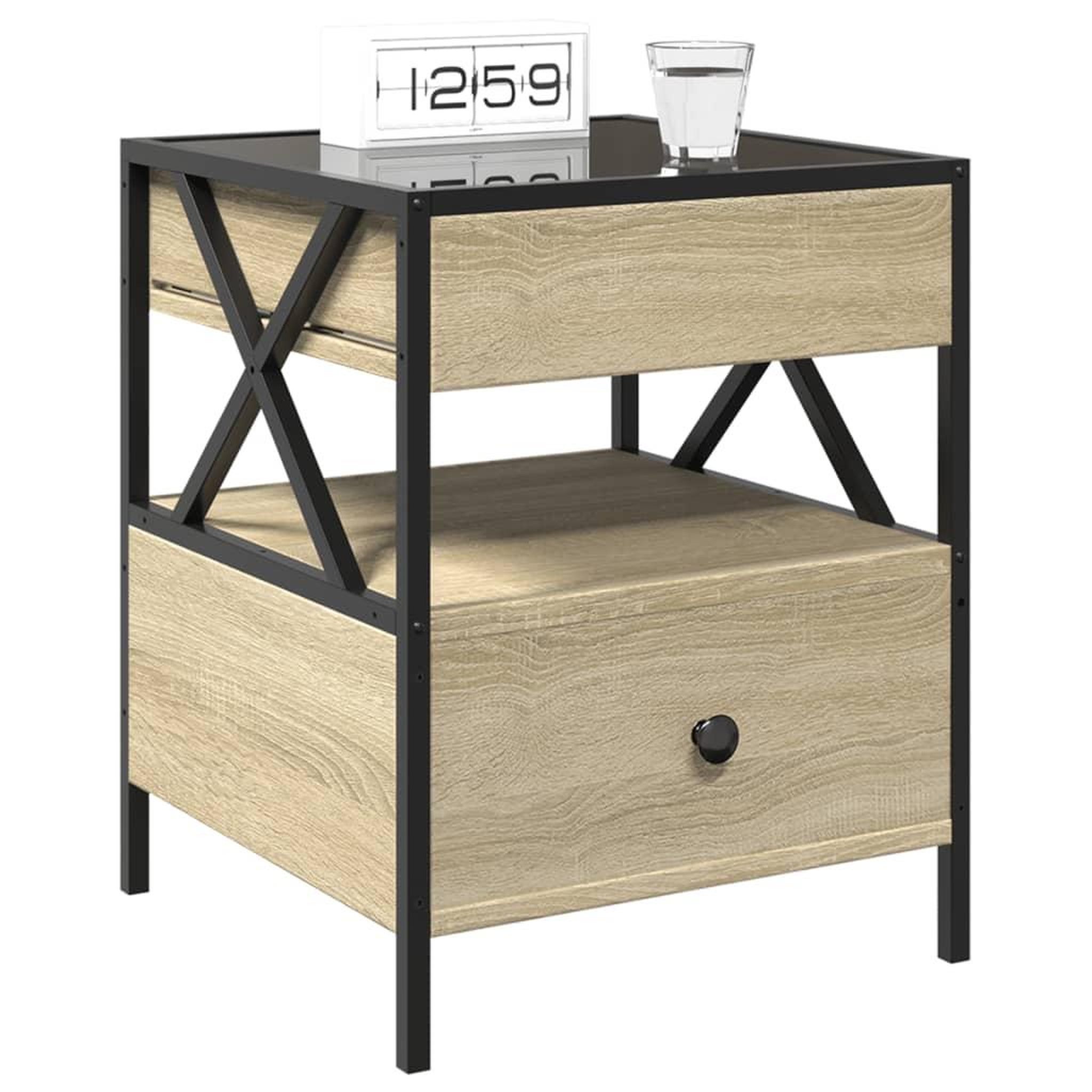 Voir la diapositive 5 : VIDAXL Table de chevet avec LED infini chene sonoma 40x40x51 cm