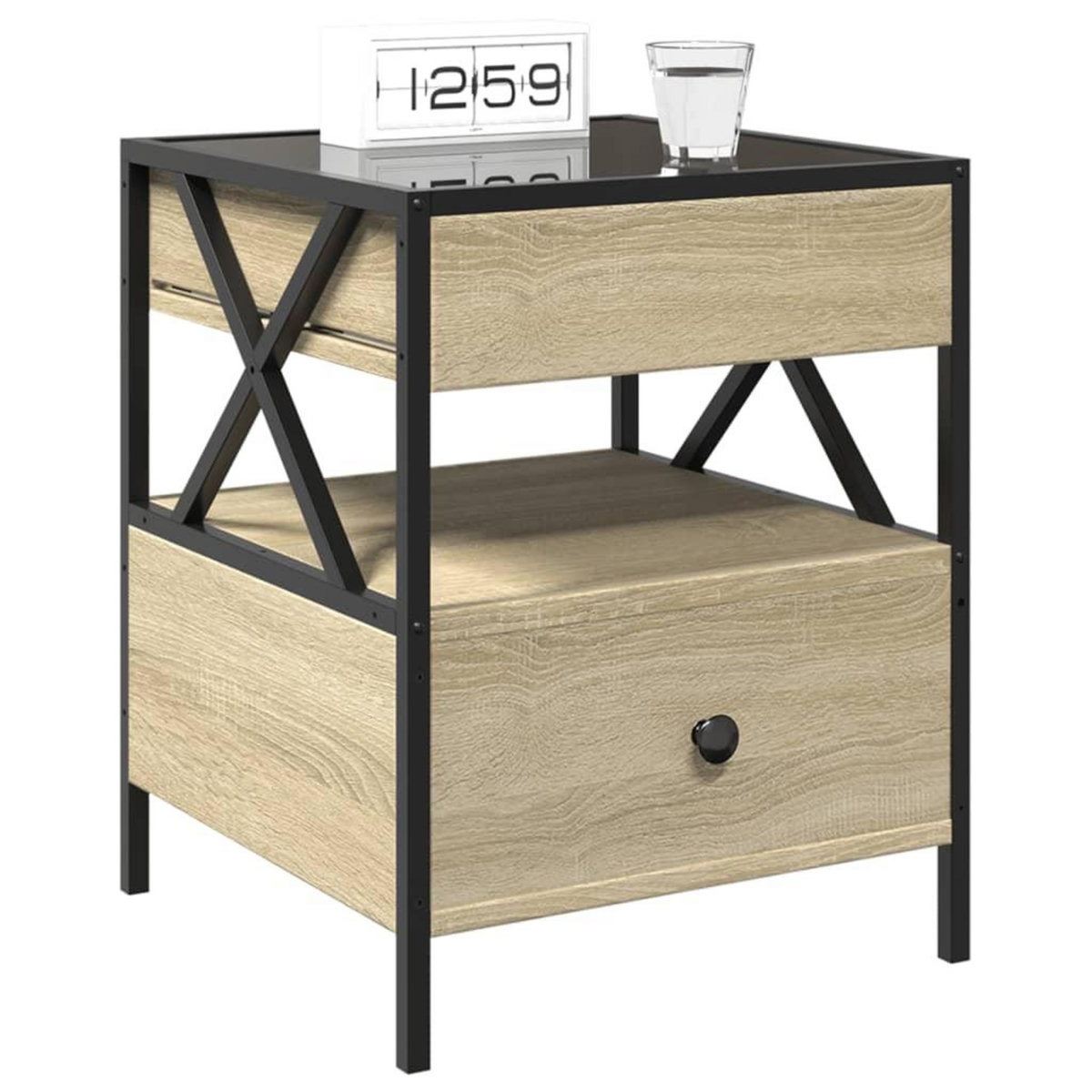 VIDAXL Table de chevet avec LED infini chene sonoma 40x40x51 cm