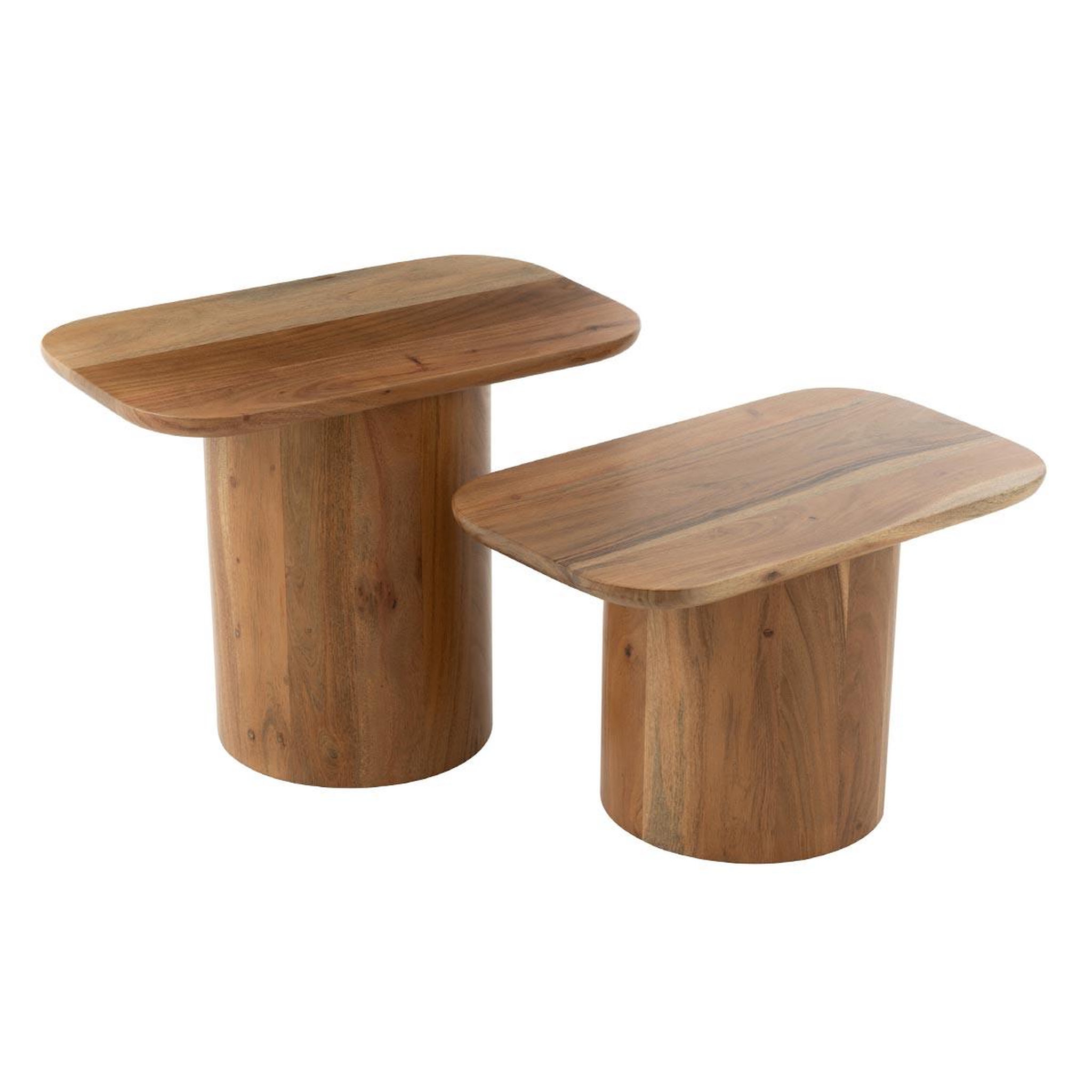J-LINE Lot de 2 tables d'appoint en bois  glenda  60cm naturel