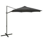 VIDAXL Parasol de jardin en porte-a-faux avec mat et lumieres LED