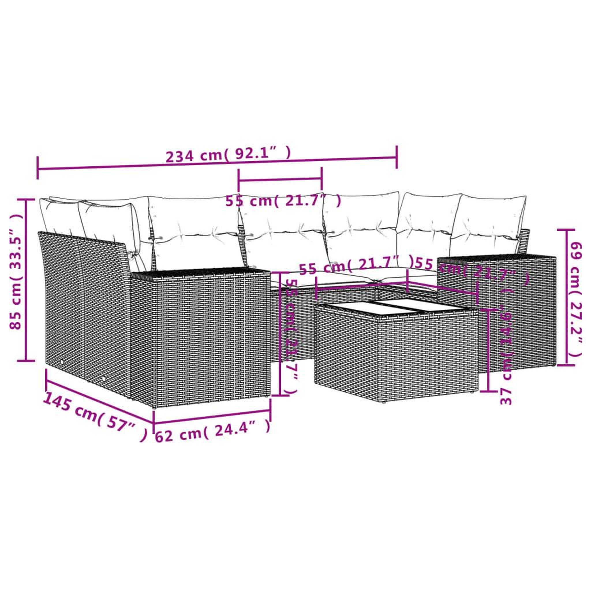 Voir la diapositive 6 : VIDAXL Salon de jardin avec coussins 7 pcs marron resine tressee
