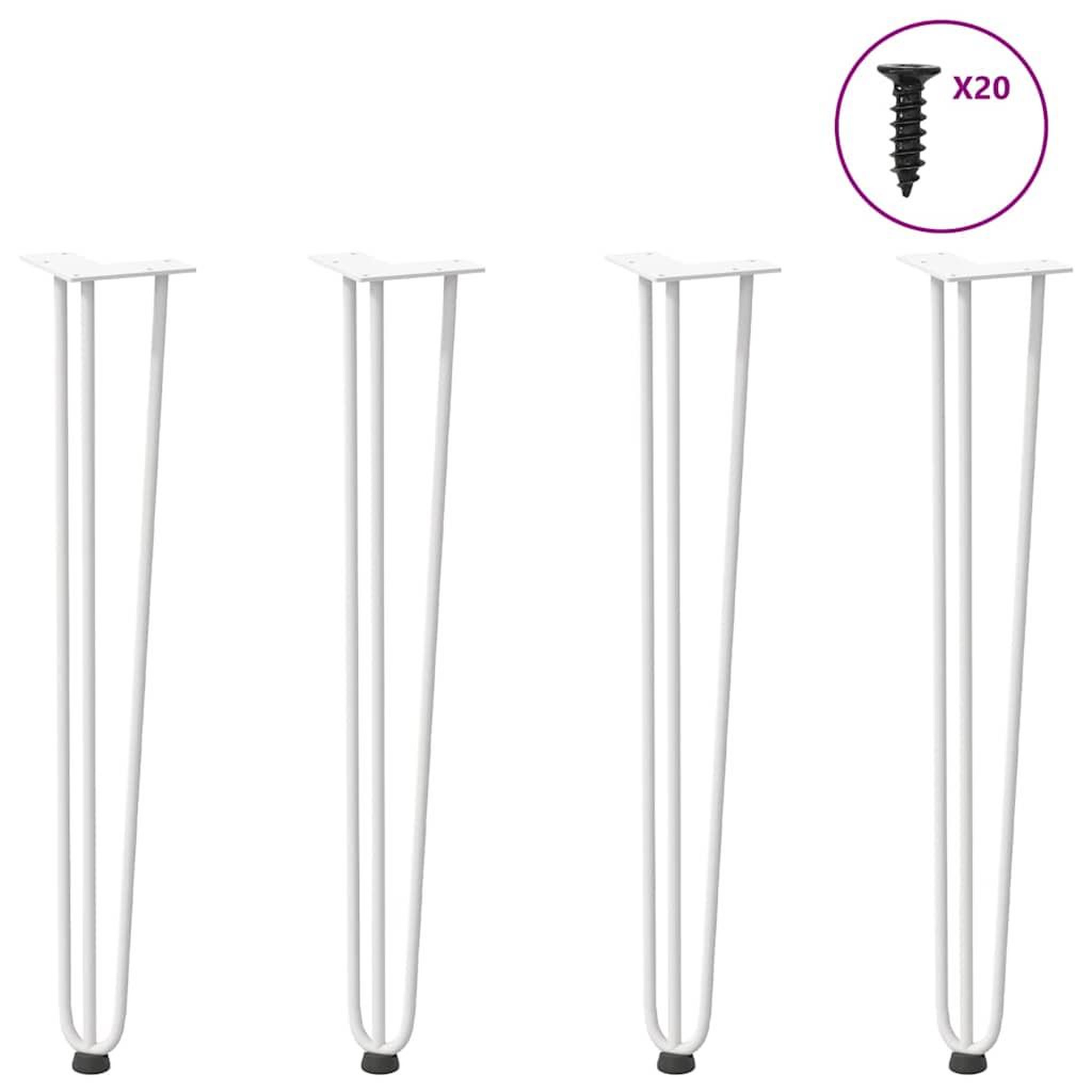 VIDAXL Pieds de table en forme d'epingle a cheveux 4 pcs blanc 72 cm