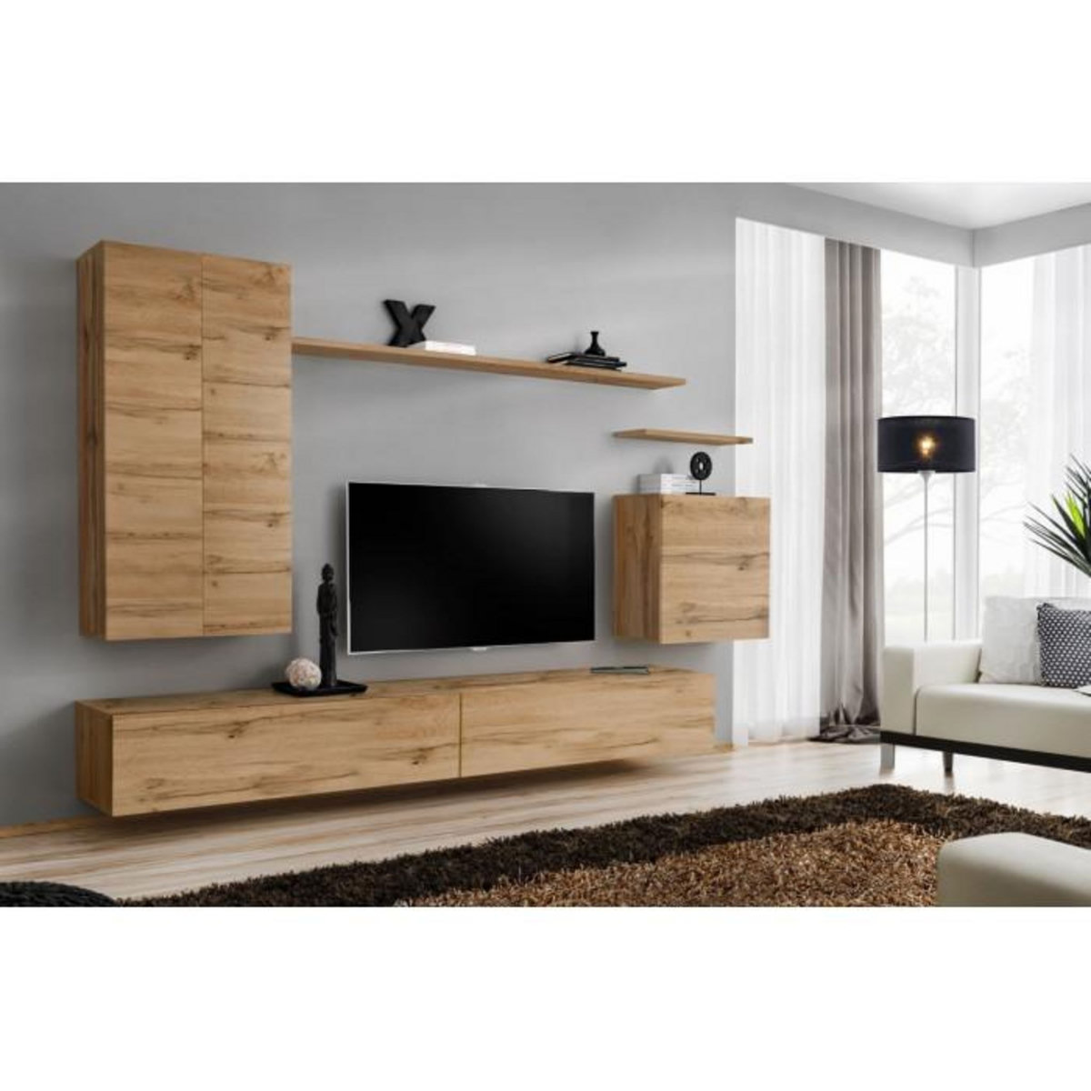 Paris Prix Meuble TV Mural Design  Switch II  270cm Naturel