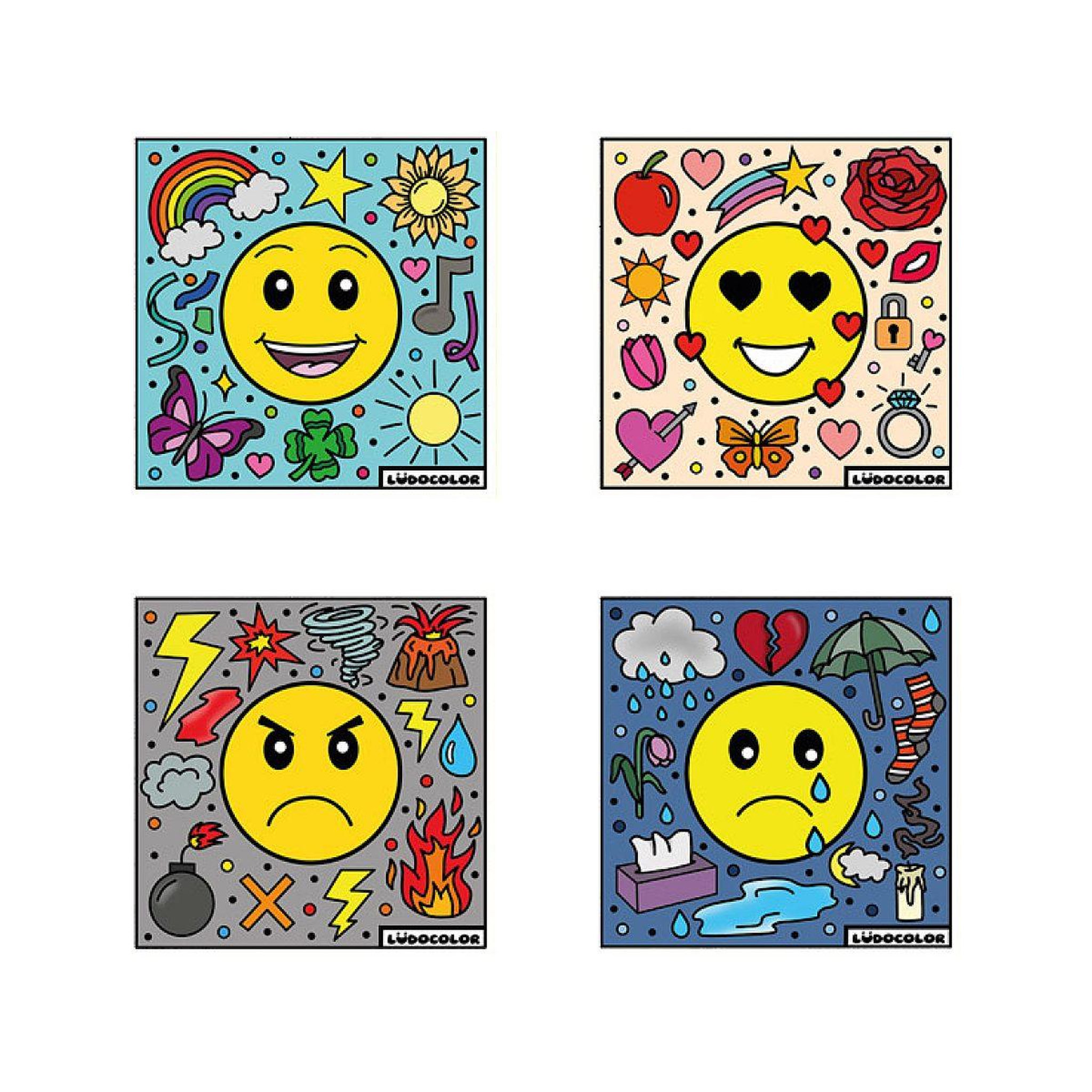 Voir la diapositive 3 : LUDOCOLOR Lot de 4 coloriages velours les emotions