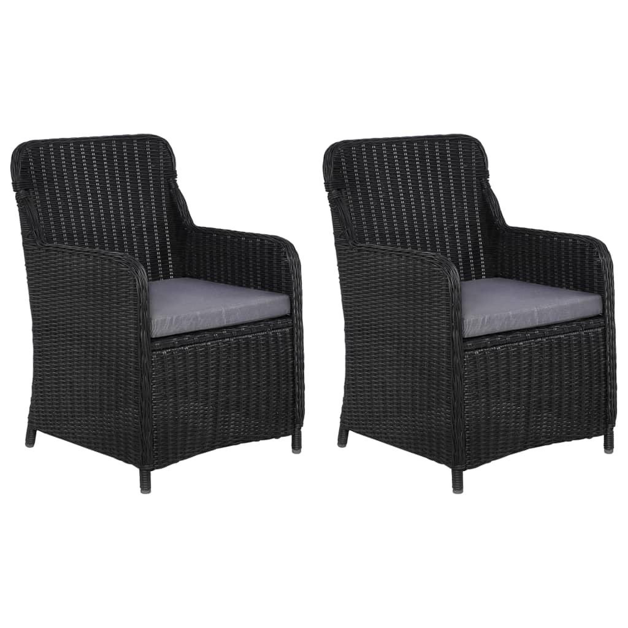Voir la diapositive 1 : VIDAXL lot de 2 Chaises d'exterieur avec coussins Resine tressee Noir