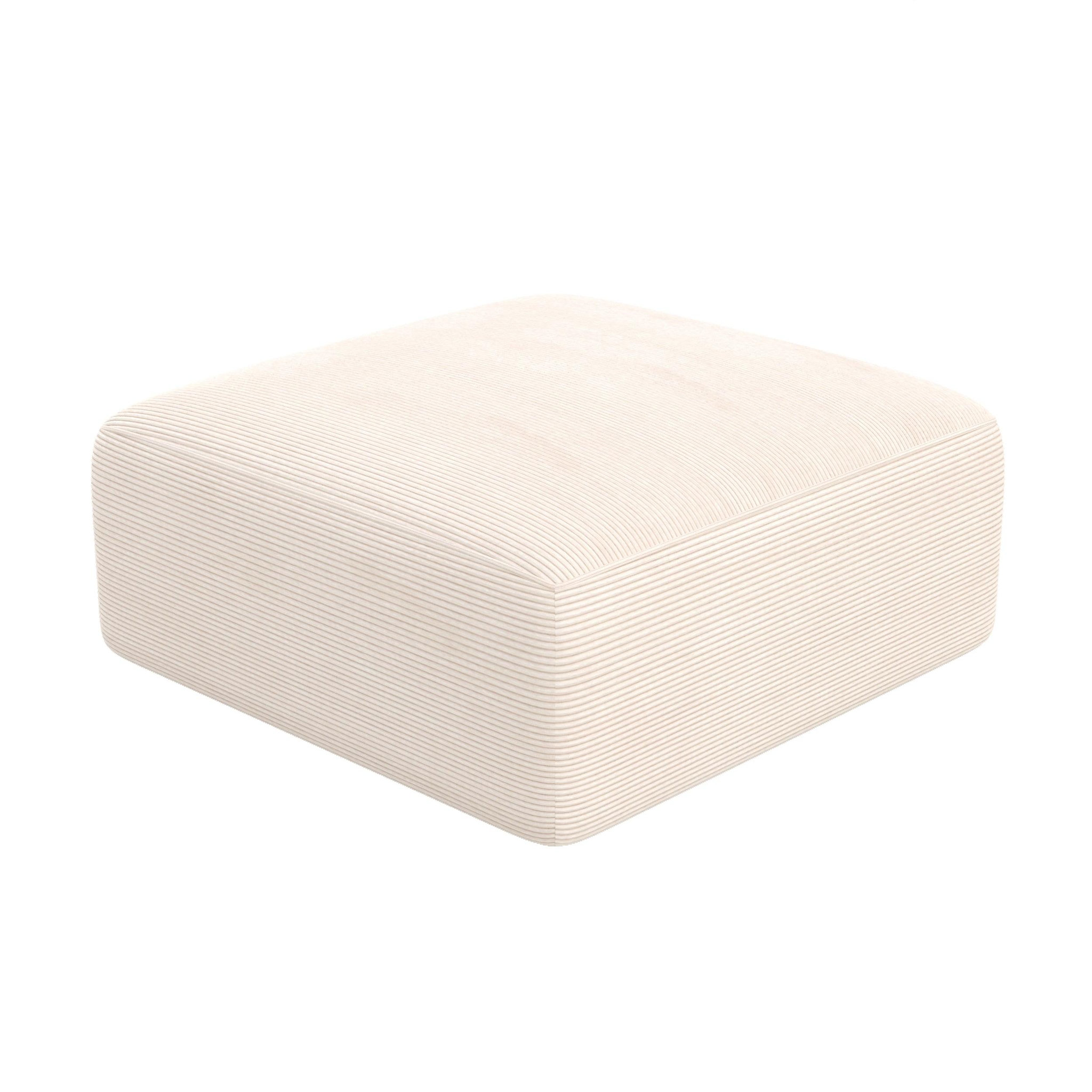 MAISON PAVANE Pouf carré pour canapé modulable en velours blanc cassé-mina