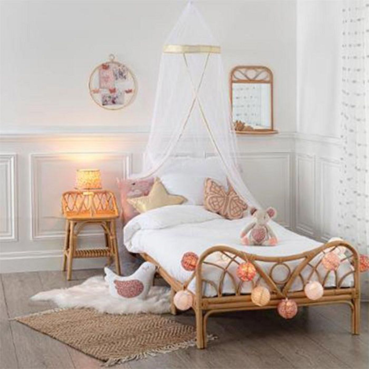 Atmosphera Kids Lit Enfant en Rotin  Liberty  90x190cm Naturel