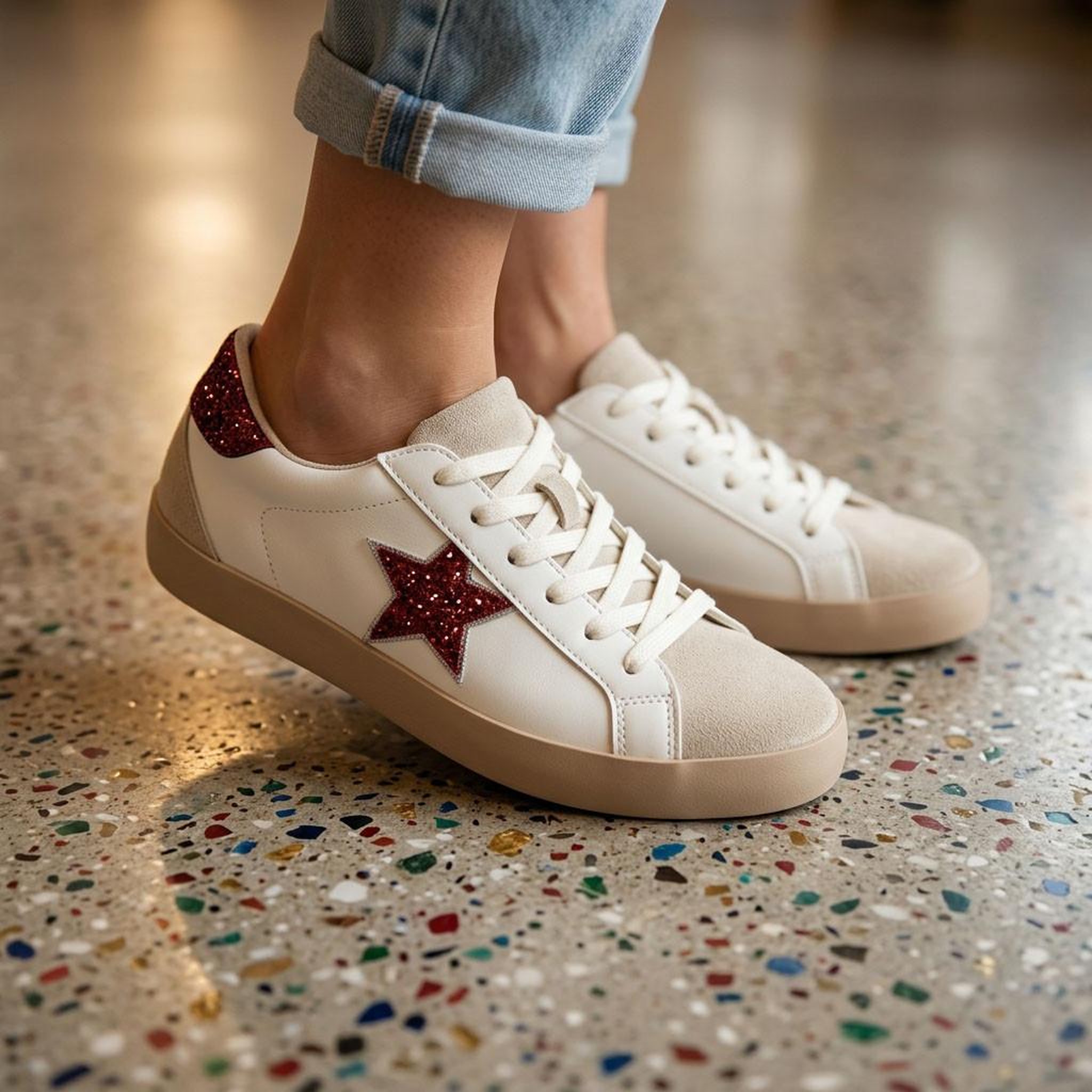 Voir la diapositive 2 : OZABI OZABI Sneakers Étoile Femme Glitter Plateforme MMXXIV