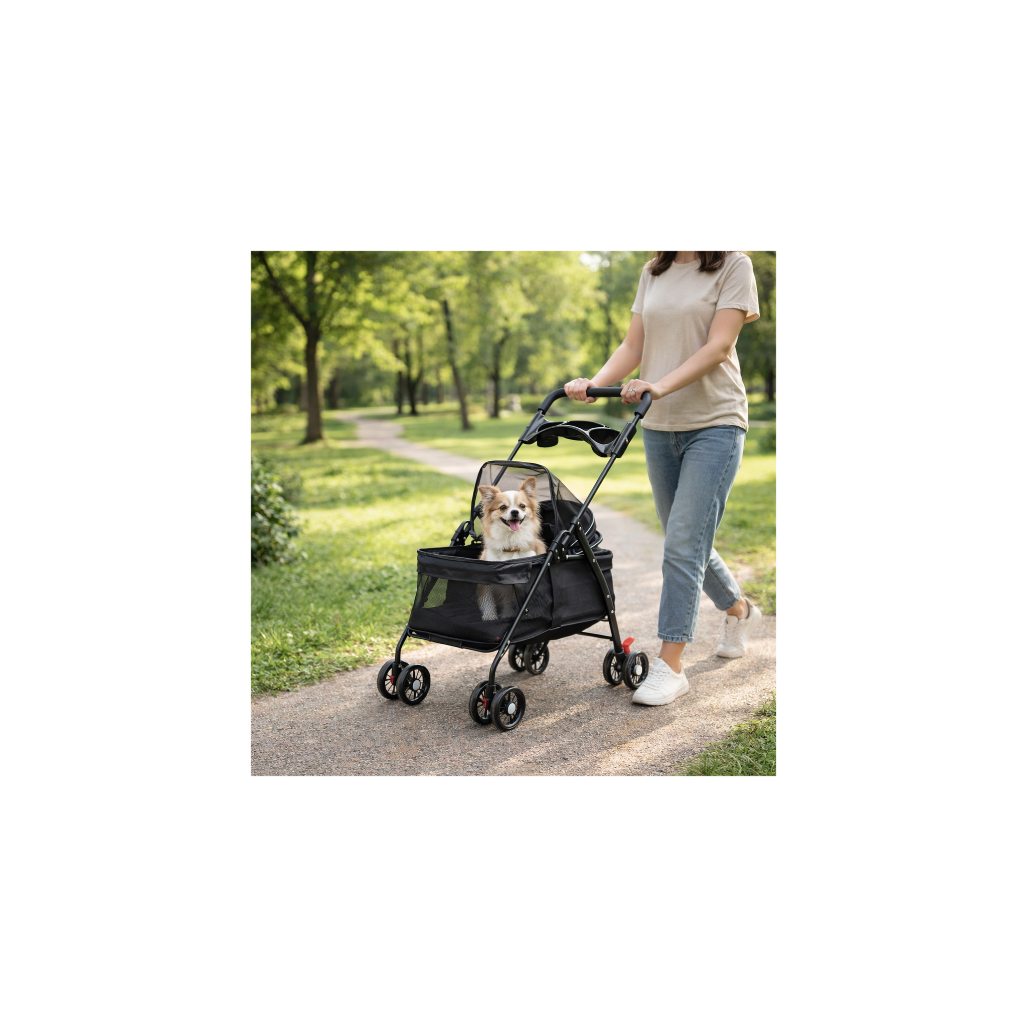 Voir la diapositive 2 : MON AMI LUKI Poussette pliable chien & chat - NOIR - 98X60X50CM