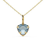 L'ATELIER D'AZUR Collier - Pendentif Or Jaune 18 Carats 750/000 - Zirconium Bleu Topaze - Chaine Dorée