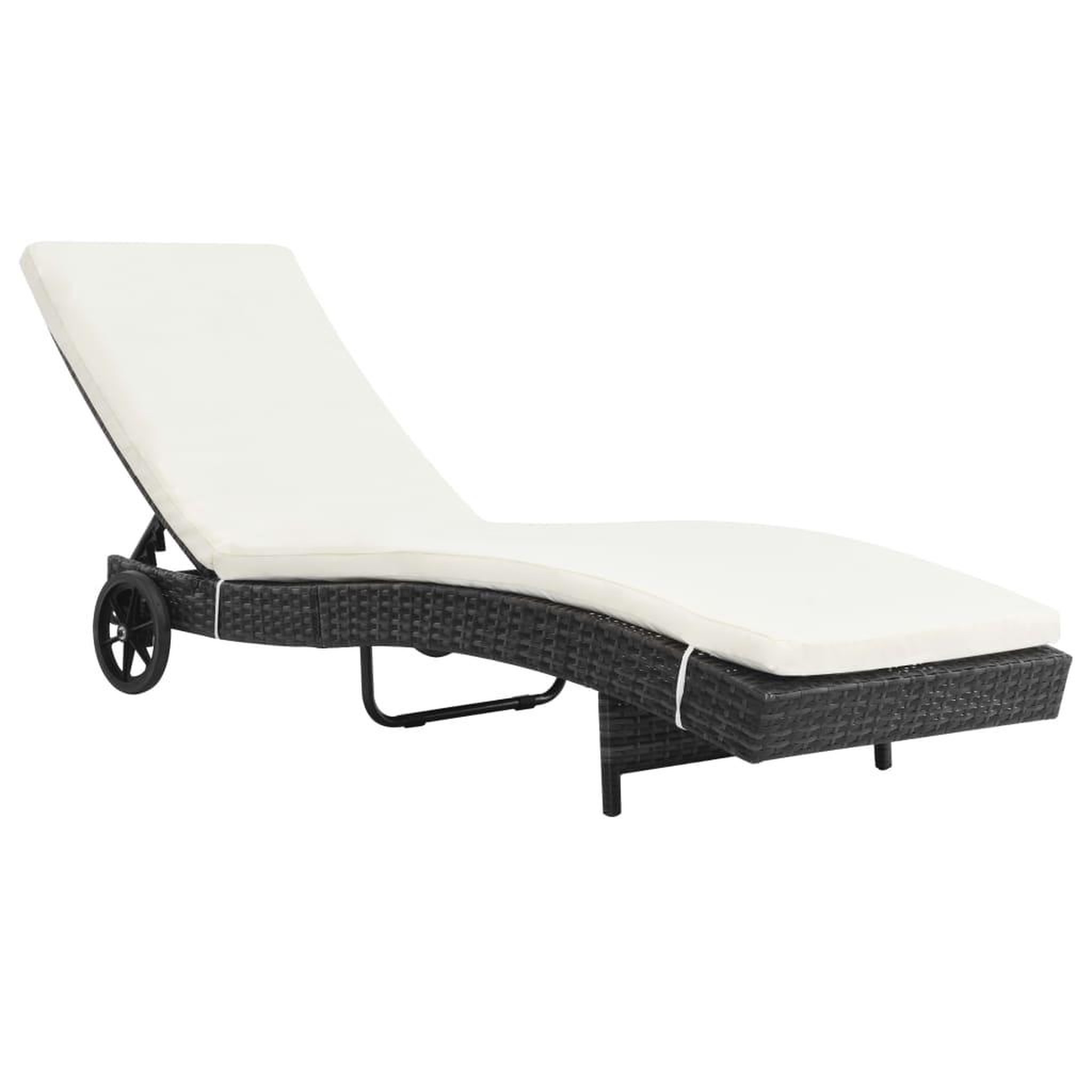 Voir la diapositive 2 : VIDAXL Chaises longues lot de 2 avec roues et coussins Resine tressee