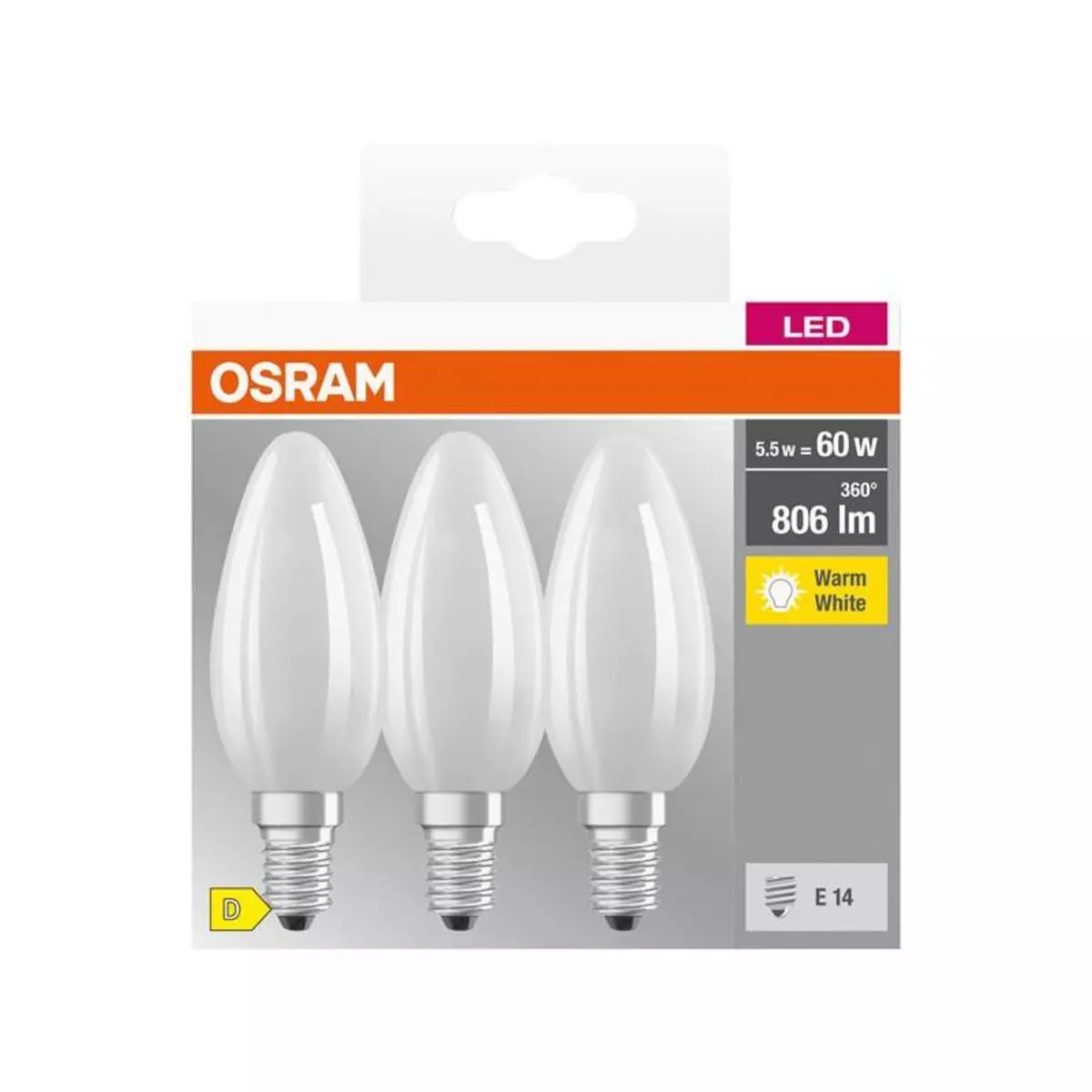 Osram LED FLAMME DEPOLIE E14 5.5W CHAUD X3 OSRAM - 4058075592551