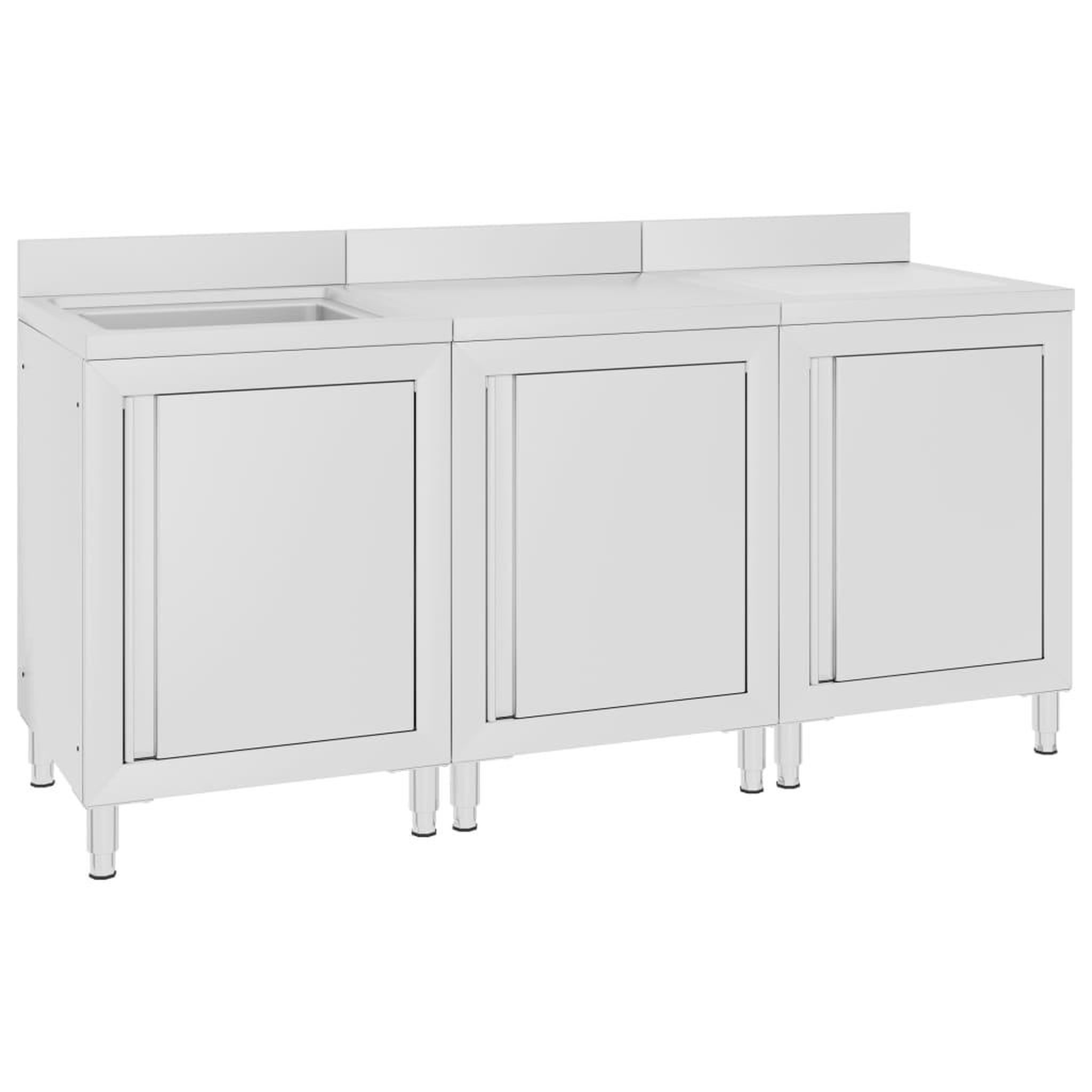 Voir la diapositive 1 : VIDAXL Evier de cuisine commercial 180x60x96 cm Acier inoxydable