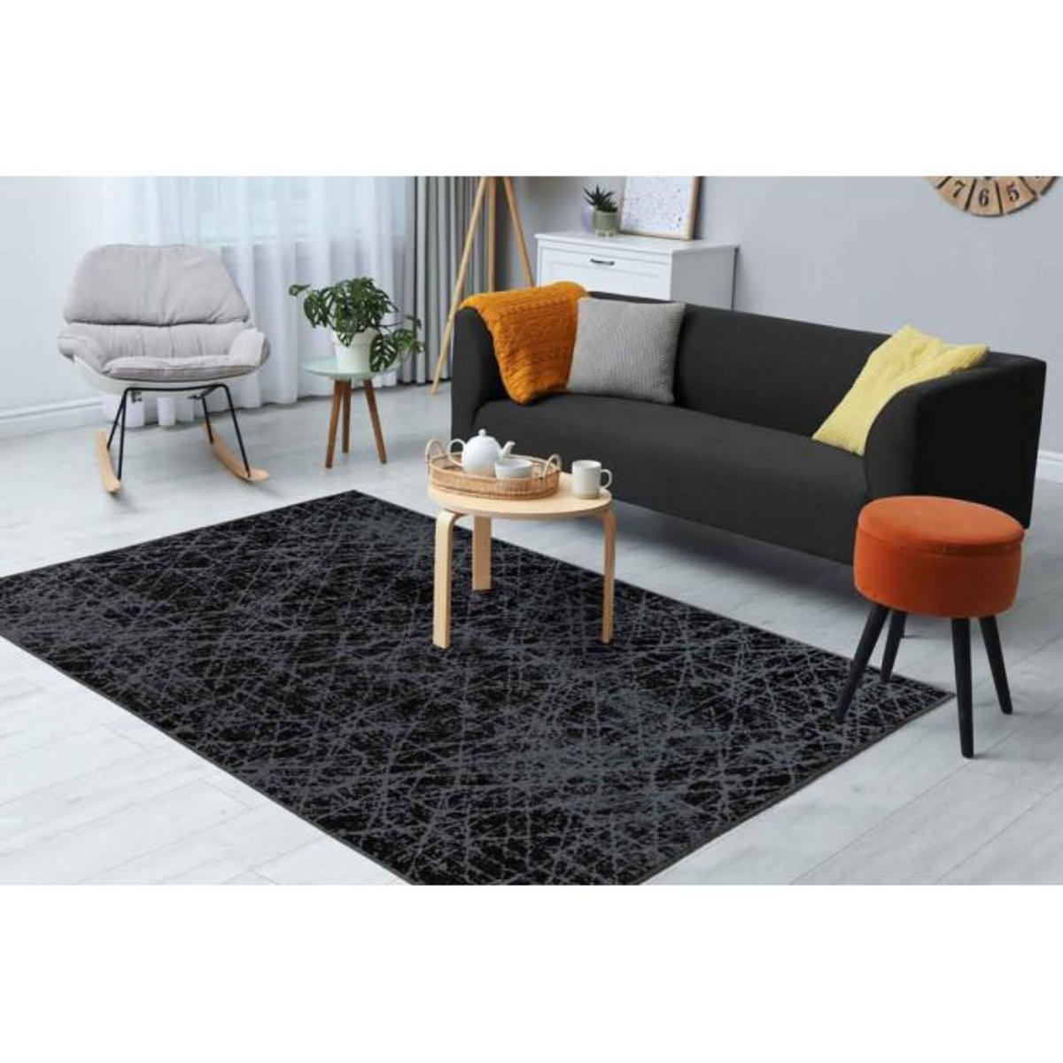 Paris Prix Tapis Tissé à Poils Courts Vintage  Kalevi  Gris