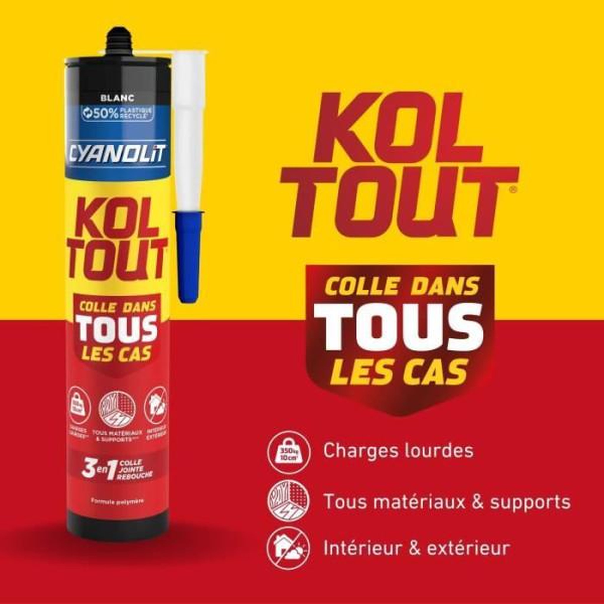 Voir la diapositive 4 : CYANOLIT Colle de fixation et d'étanchéité - CYANOLIT - Blanc - Cartouche 290 ml - Polyvalente - Résistant et flexible