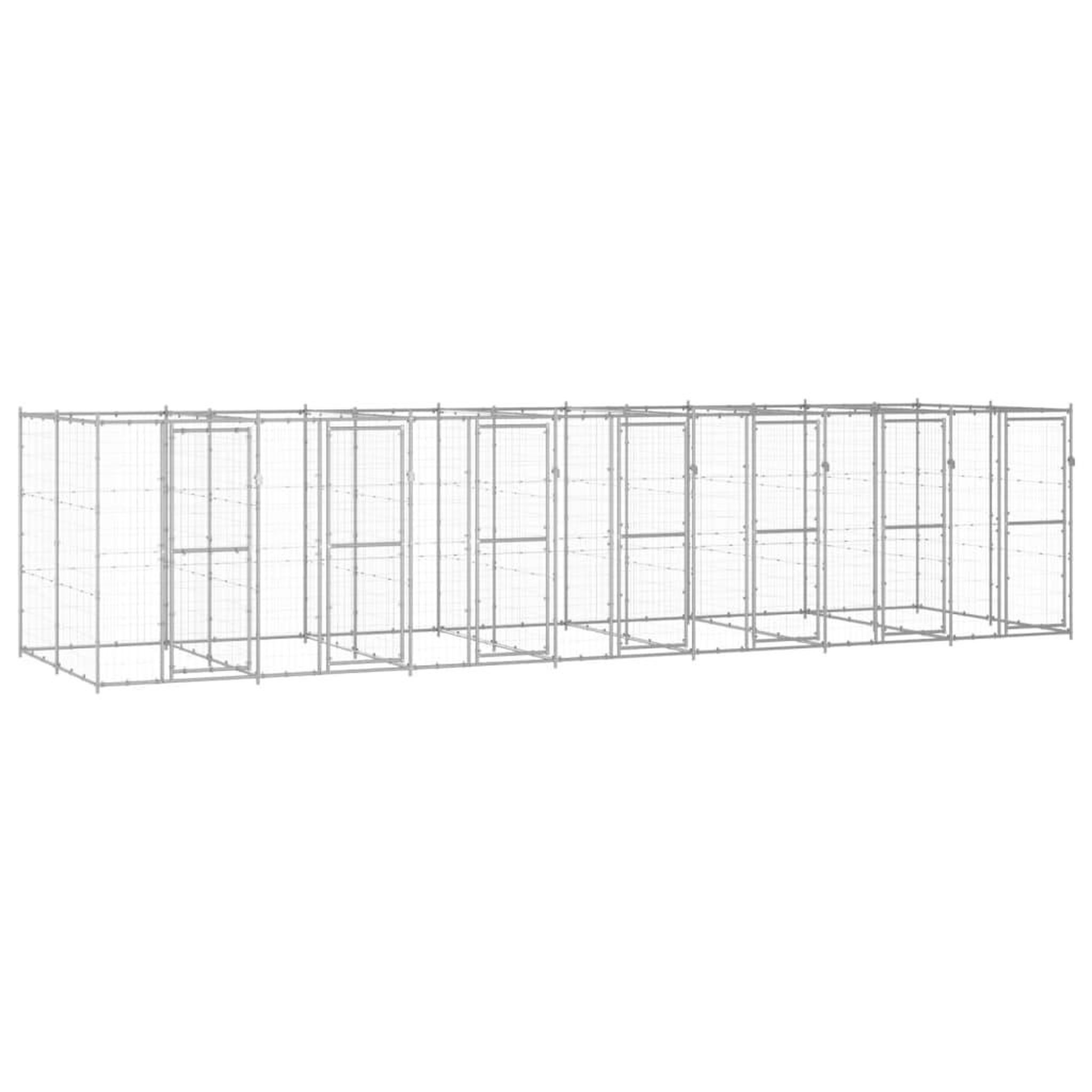 VIDAXL Chenil exterieur Acier galvanise 16,94 m²