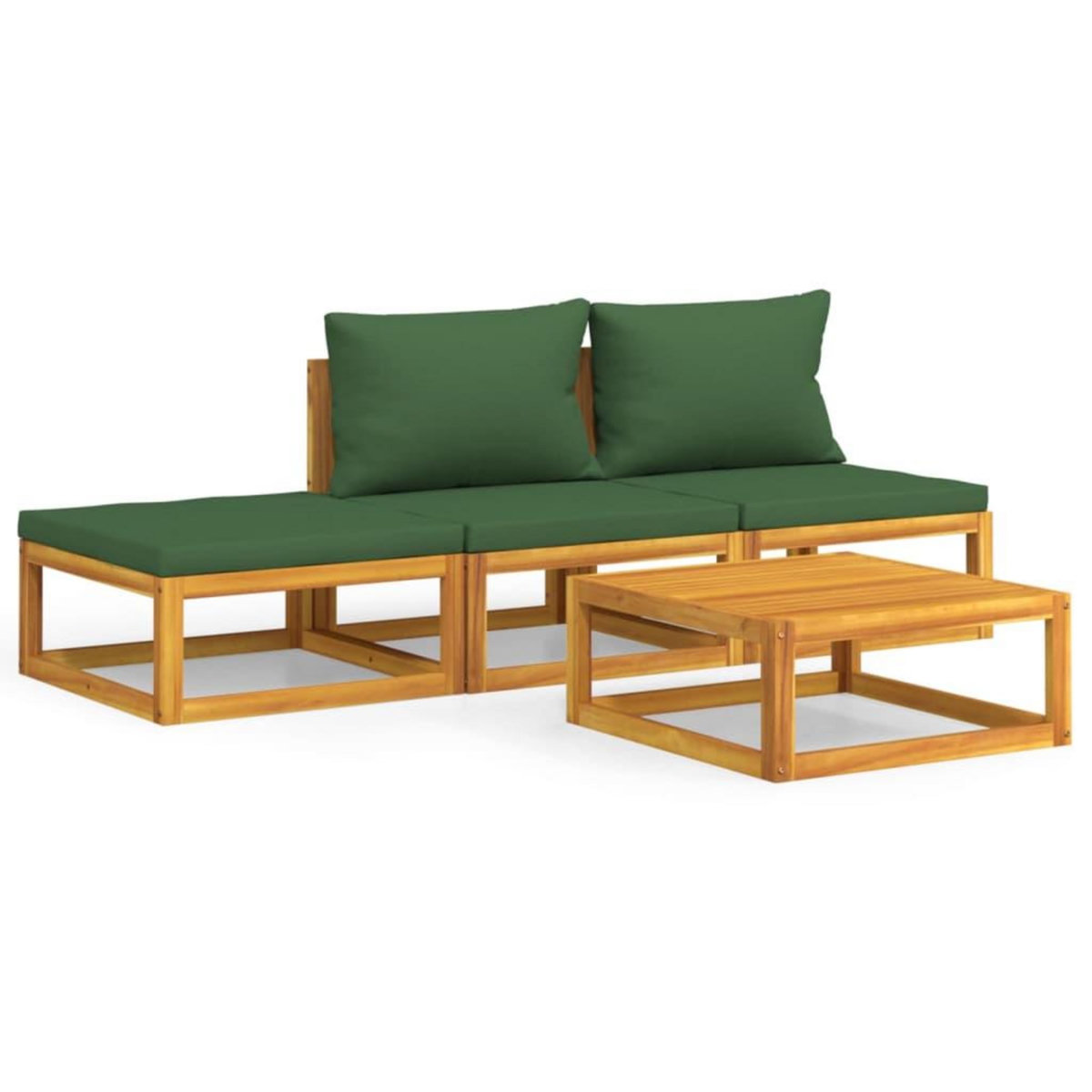 VIDAXL Salon de jardin 4 pcs avec coussins vert bois massif