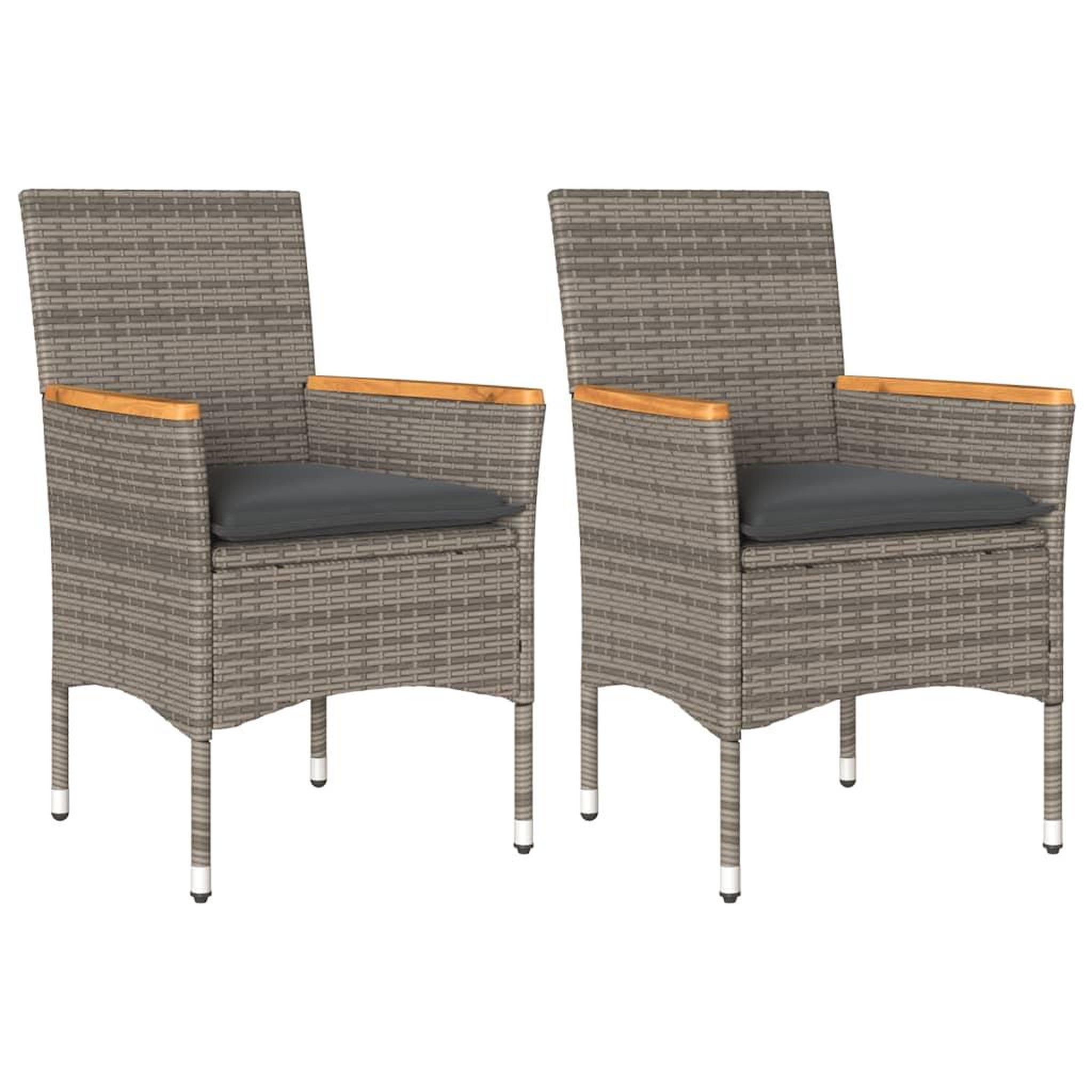 Voir la diapositive 2 : VIDAXL Chaises de jardin avec coussins lot de 2 gris resine tressee