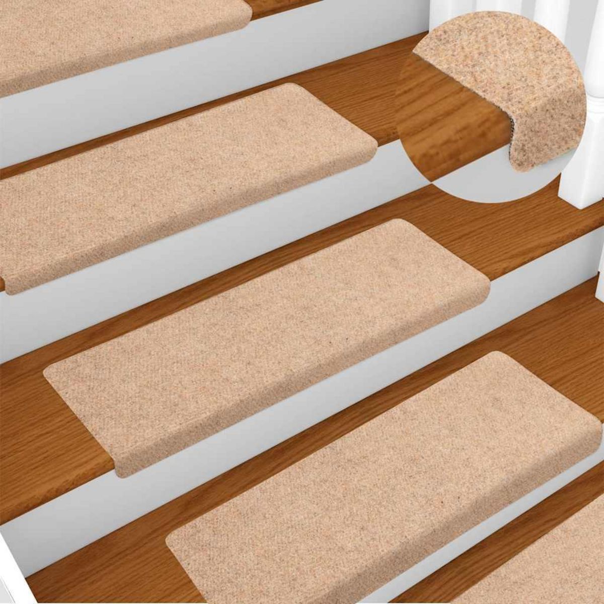 VIDAXL Tapis d'escalier autocollant 30 pcs creme 65x21x4 cm